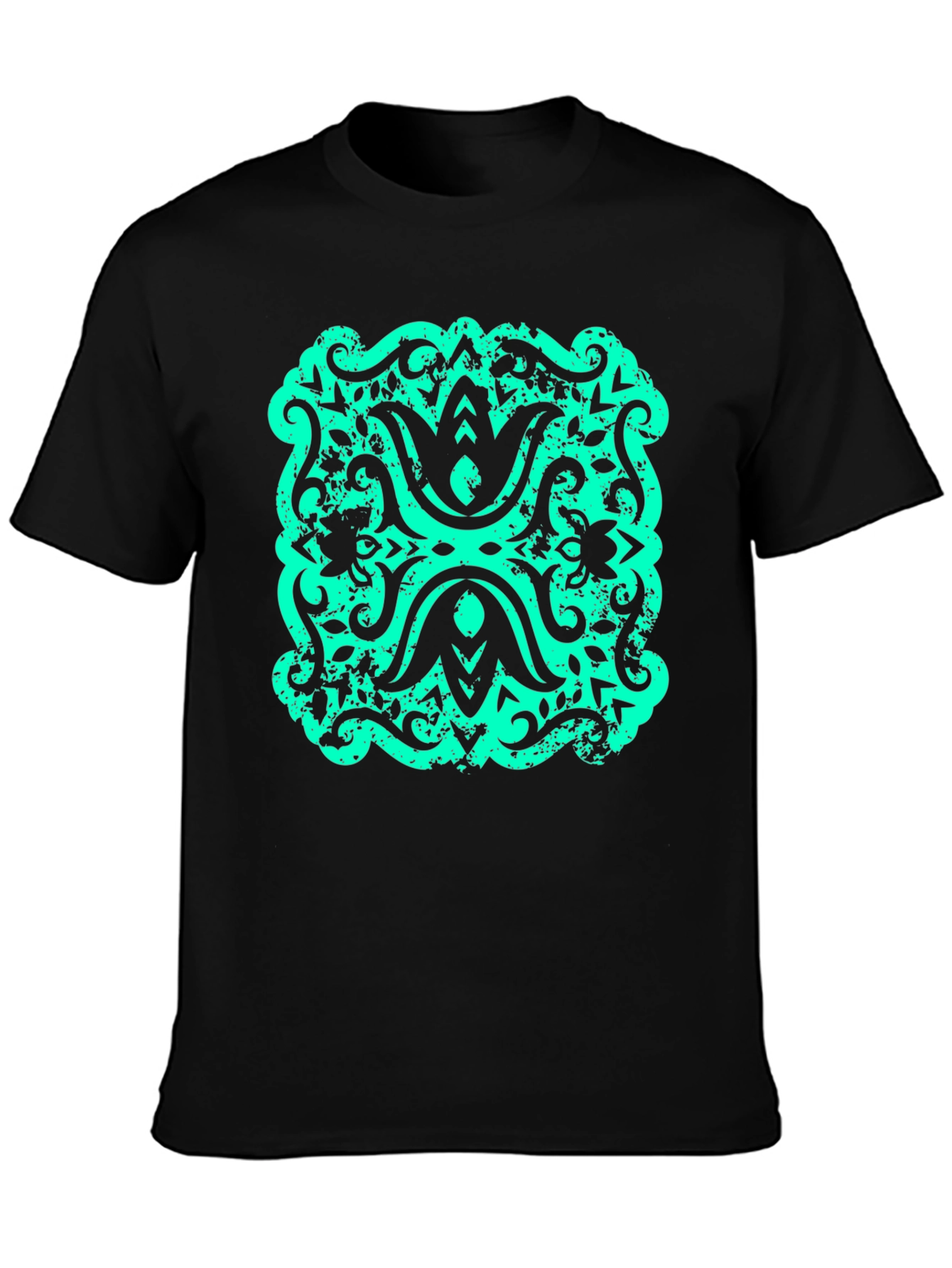 Modern Graphic T-Shirt - Black with Teal Design