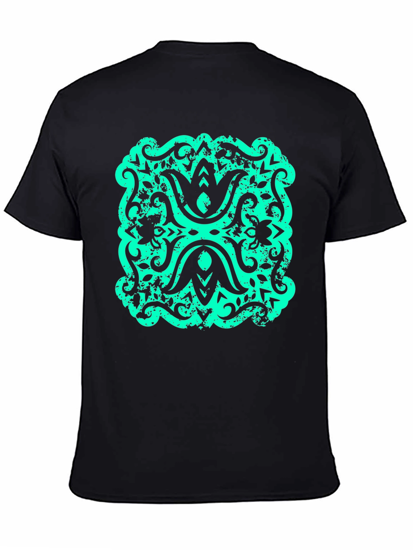 Modern Graphic T-Shirt - Black with Teal Design