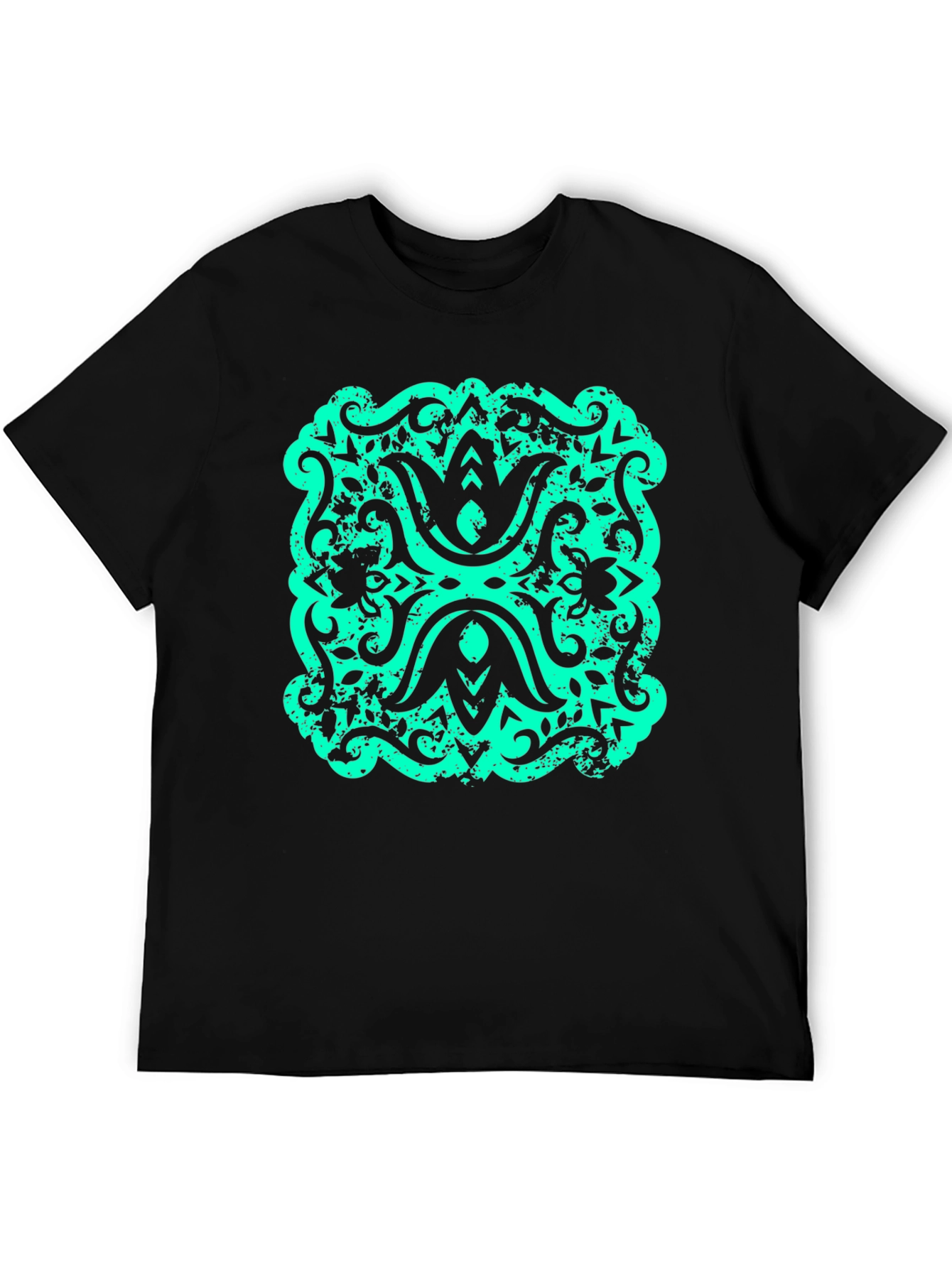 Modern Graphic T-Shirt - Black with Teal Design