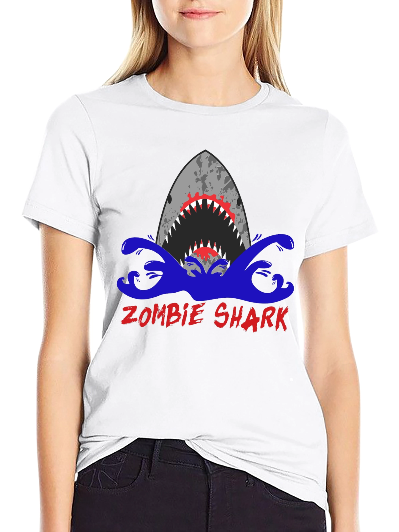 Zombie Shark Graphic Tee - Mens Black T-Shirt