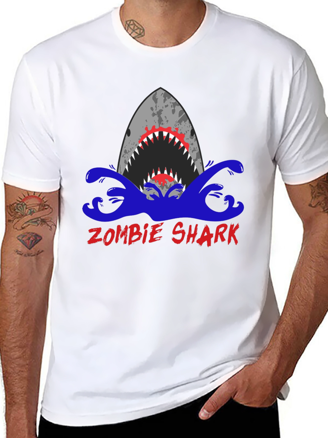 Zombie Shark Graphic Tee - Mens Black T-Shirt