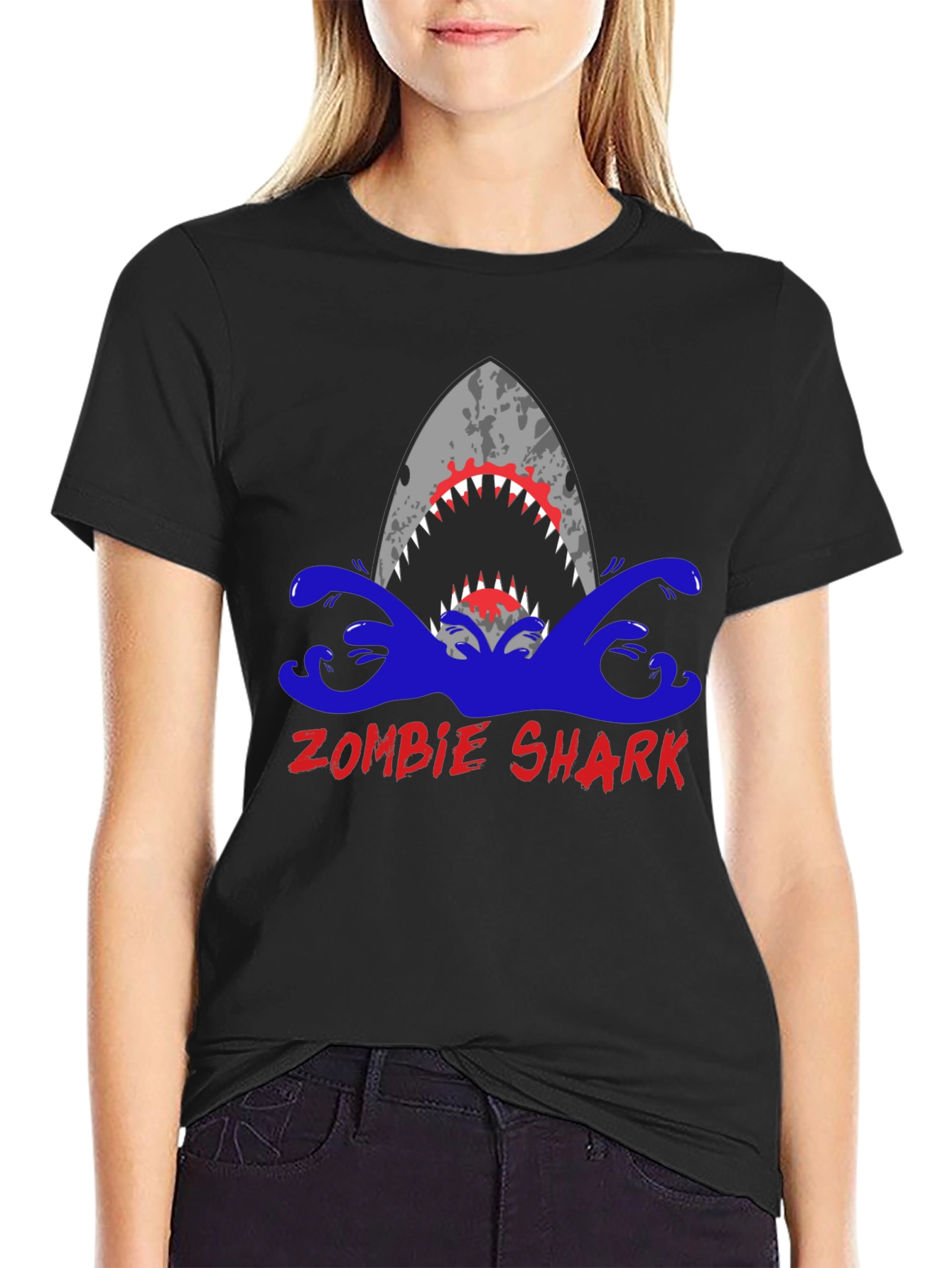 Zombie Shark Graphic Tee - Mens Black T-Shirt