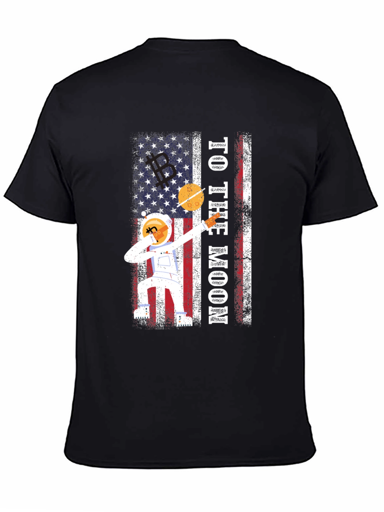 To The Moon Astronaut USA Flag Graphic T-Shirt