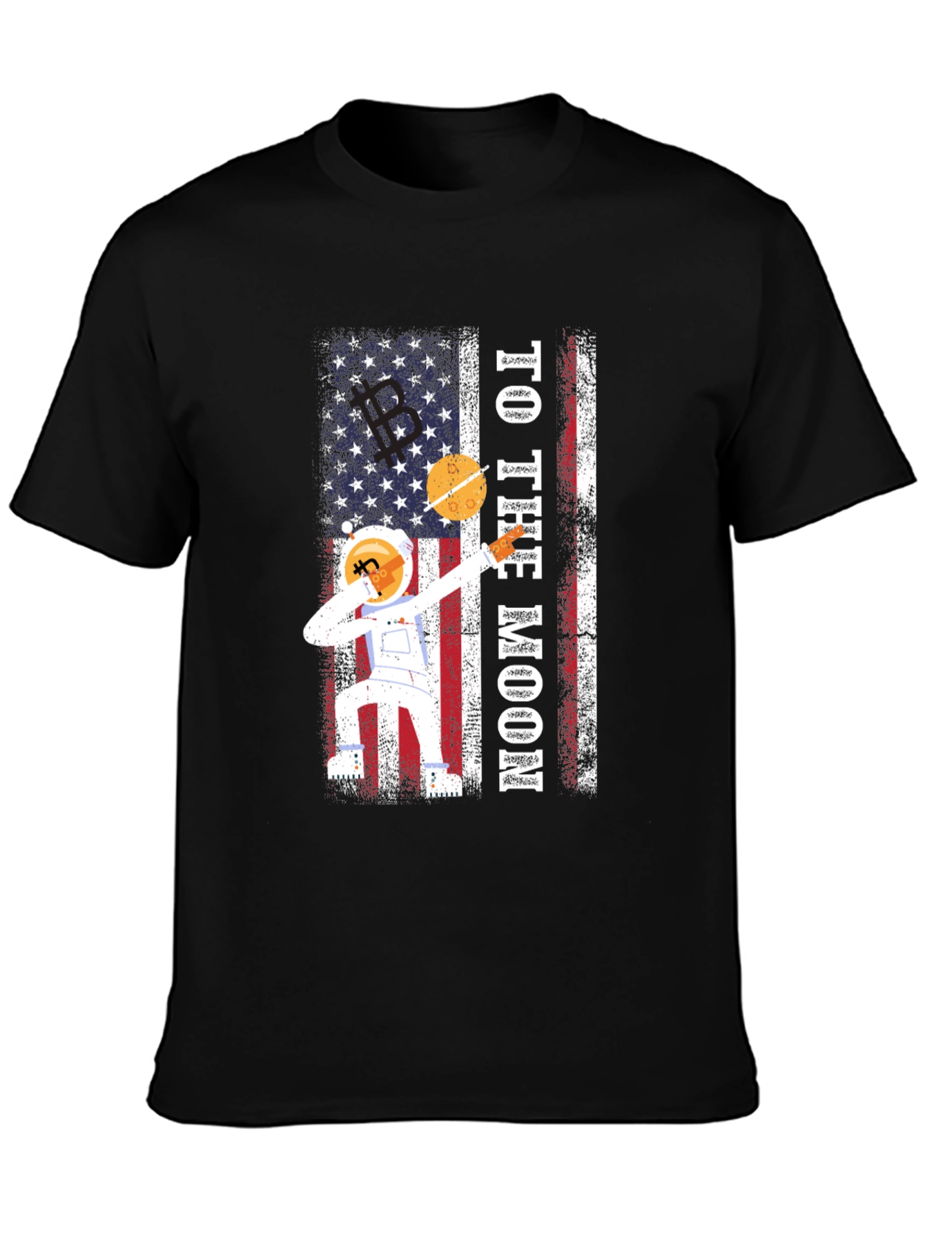 To The Moon Astronaut USA Flag Graphic T-Shirt