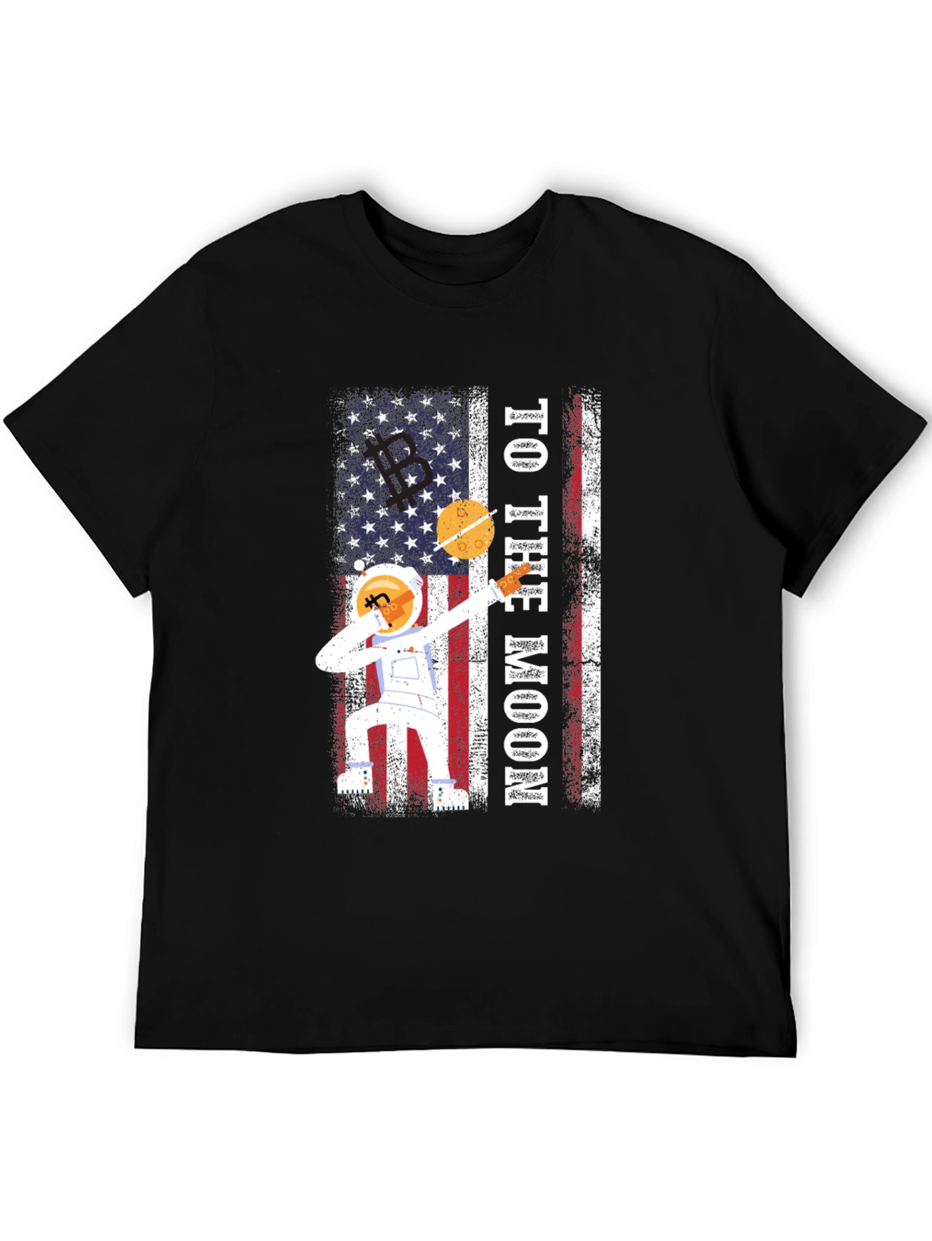 To The Moon Astronaut USA Flag Graphic T-Shirt