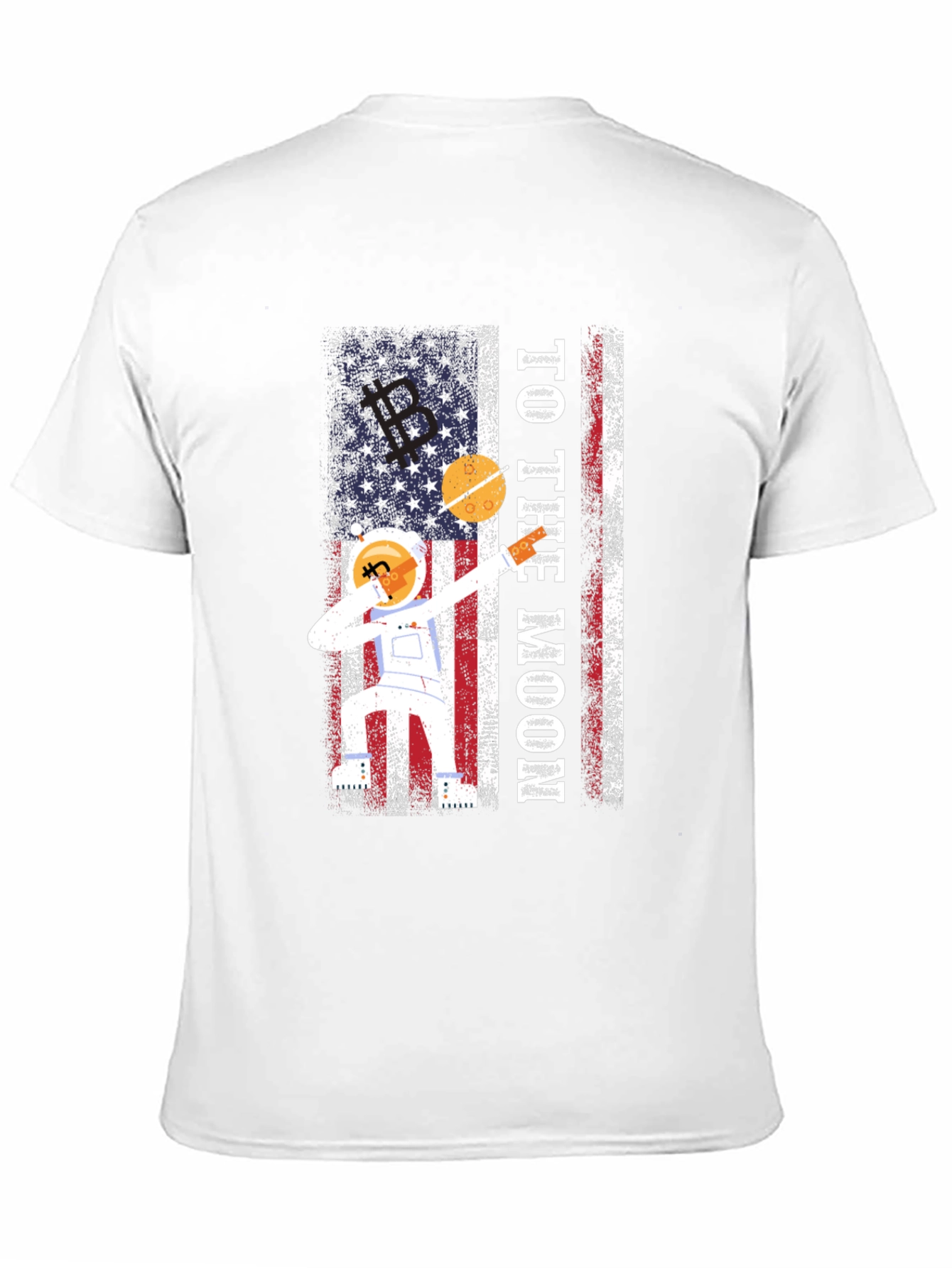 To The Moon Astronaut USA Flag Graphic T-Shirt