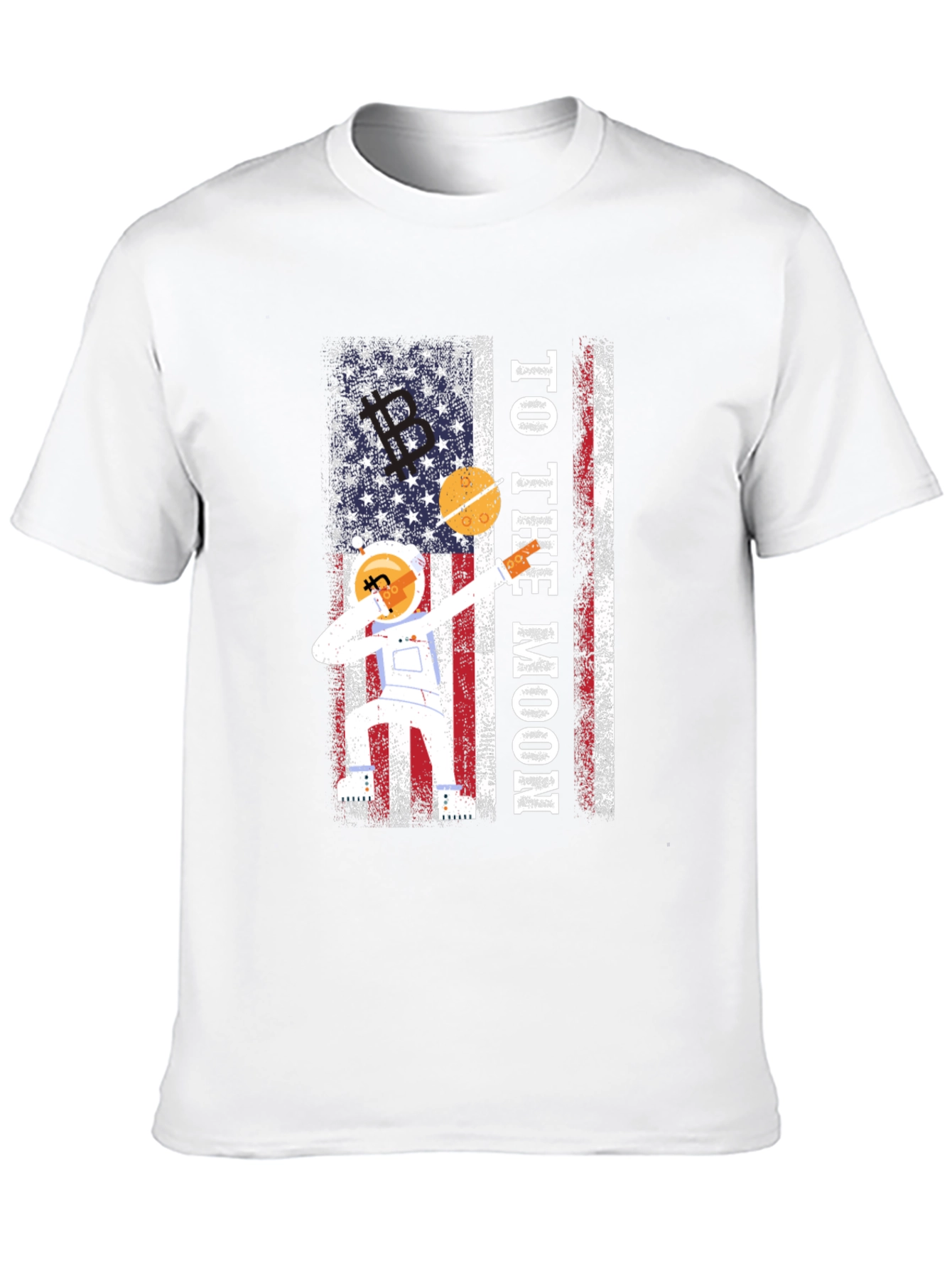 To The Moon Astronaut USA Flag Graphic T-Shirt