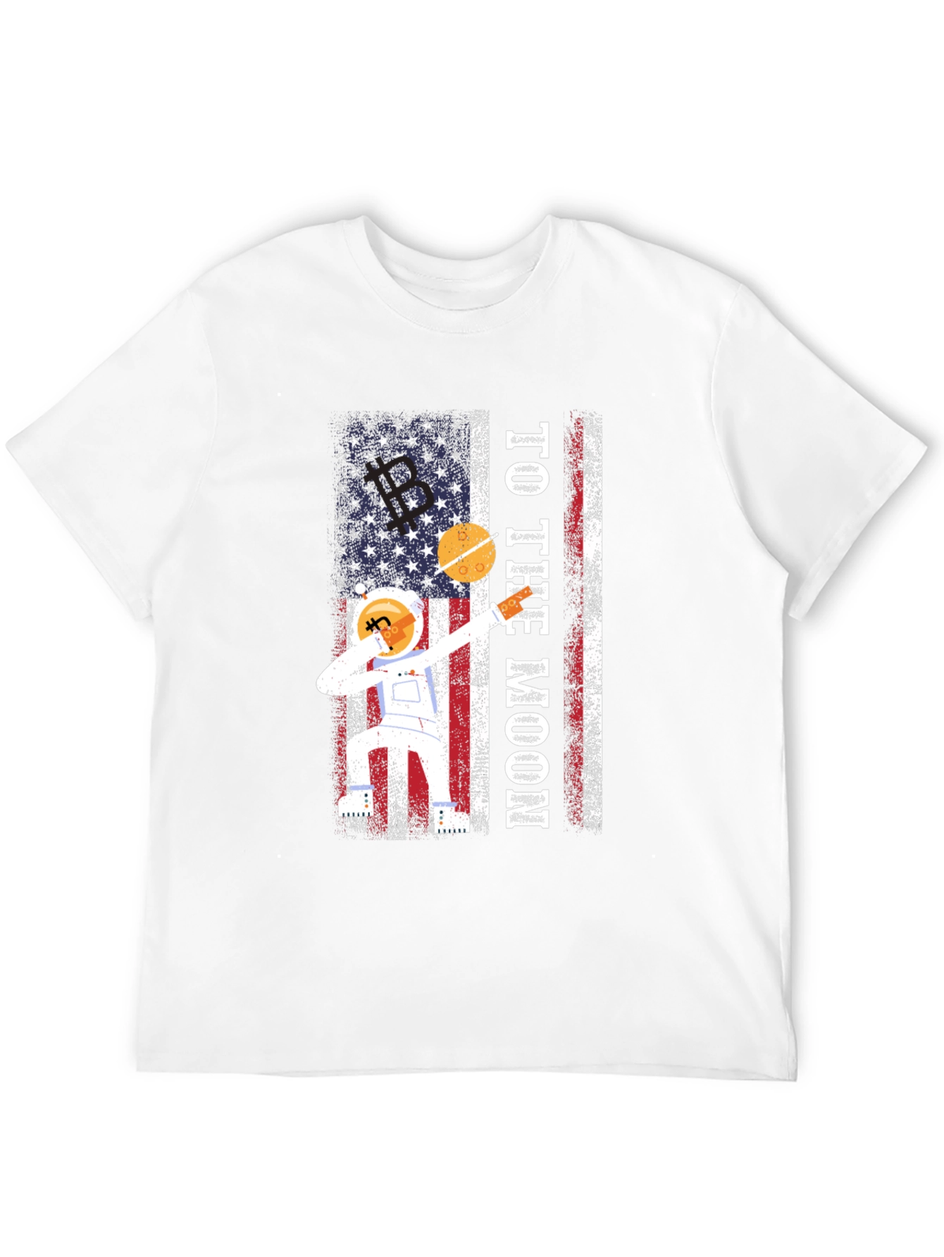 To The Moon Astronaut USA Flag Graphic T-Shirt