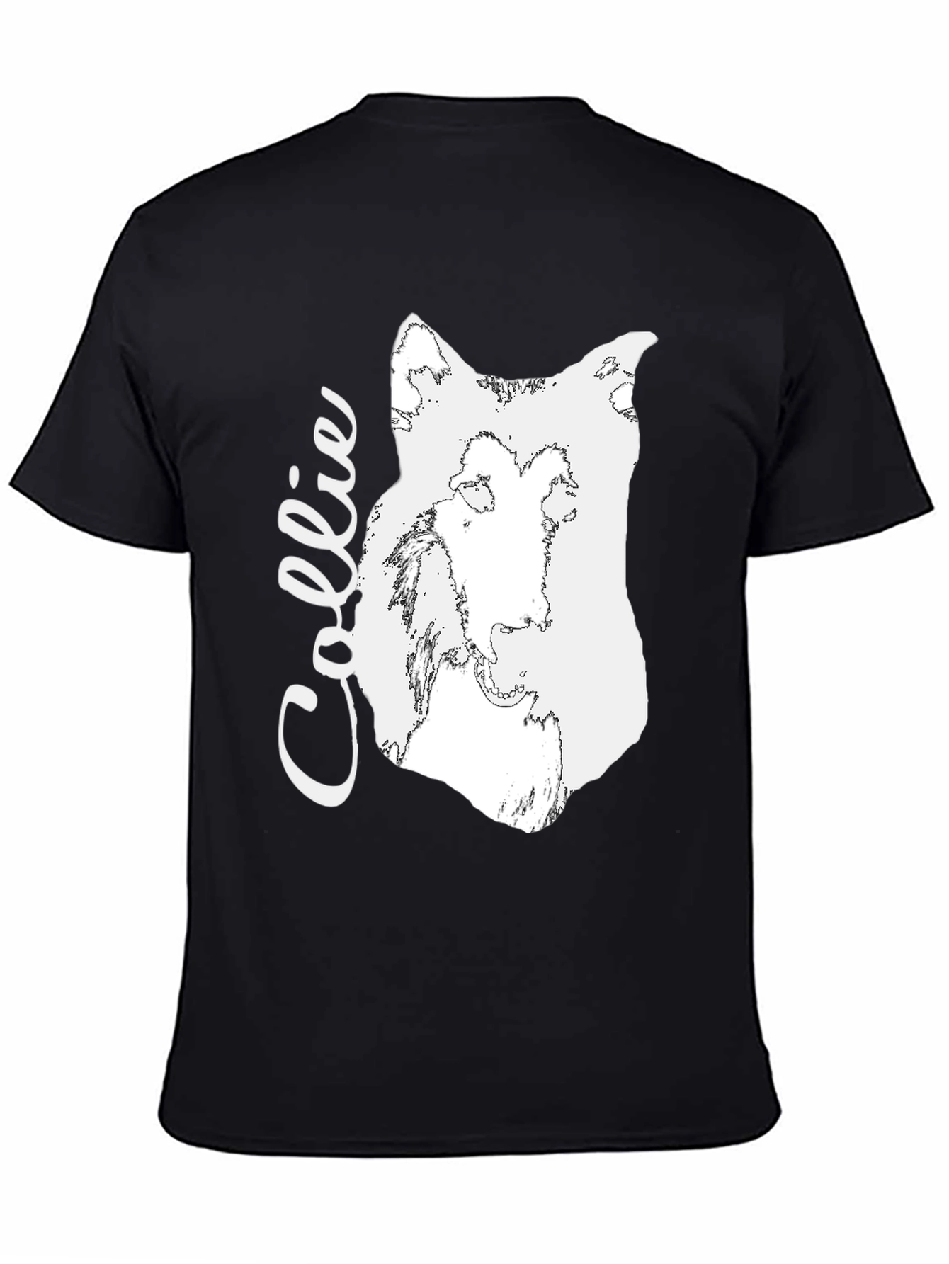 Collie Dog Graphic Tee - Black Cotton Comfort