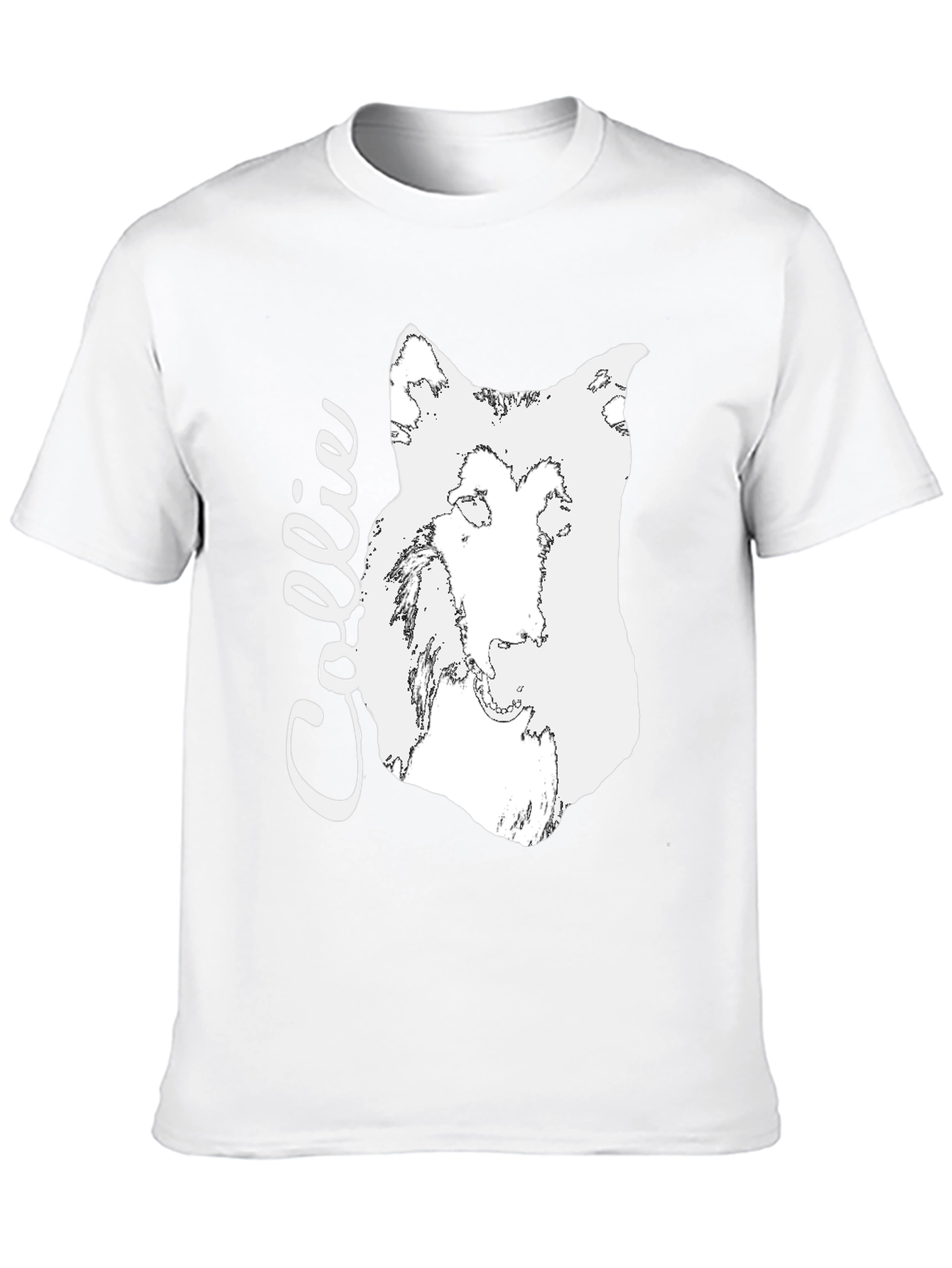 Collie Dog Graphic Tee - Black Cotton Comfort