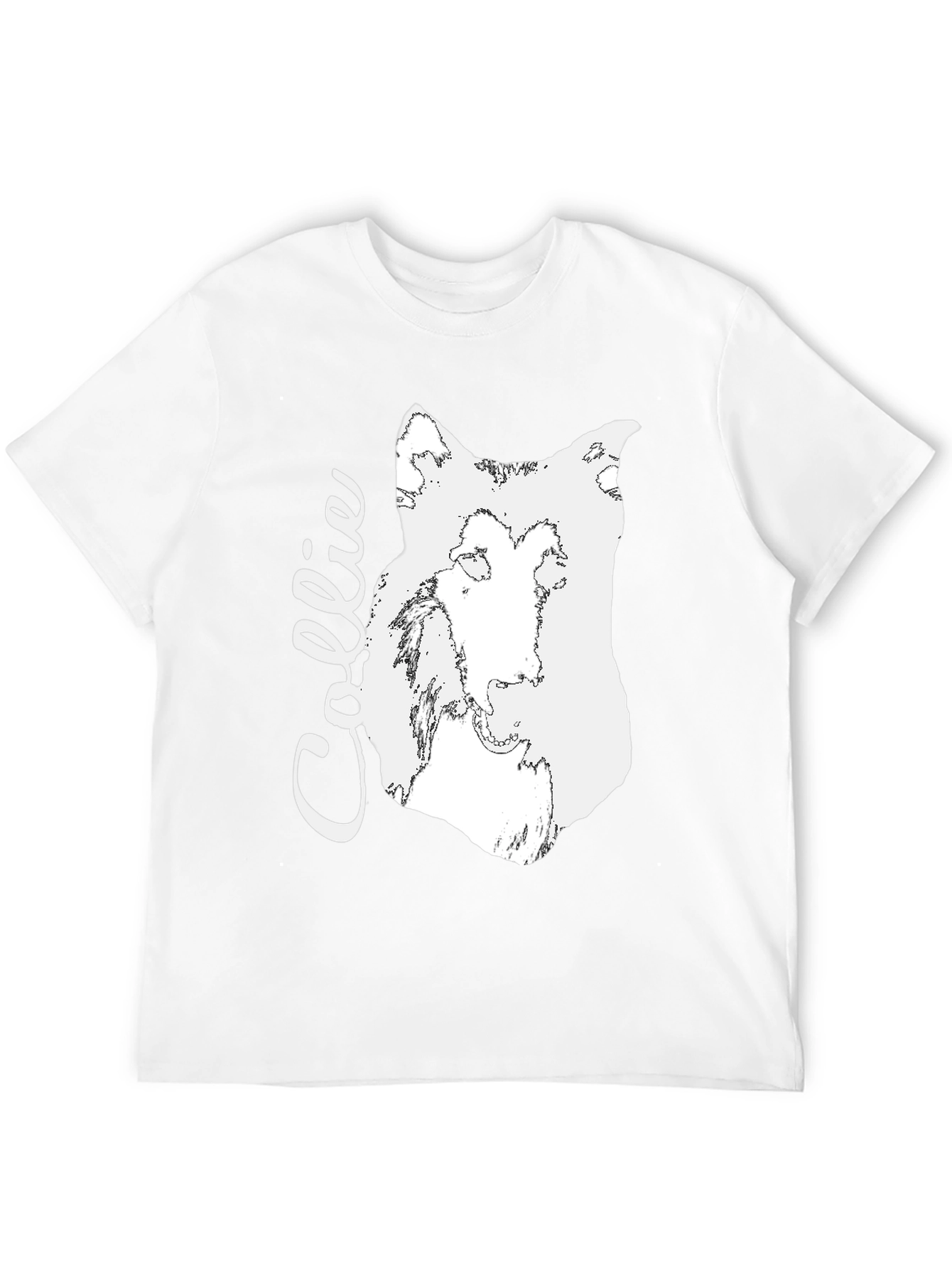 Collie Dog Graphic Tee - Black Cotton Comfort