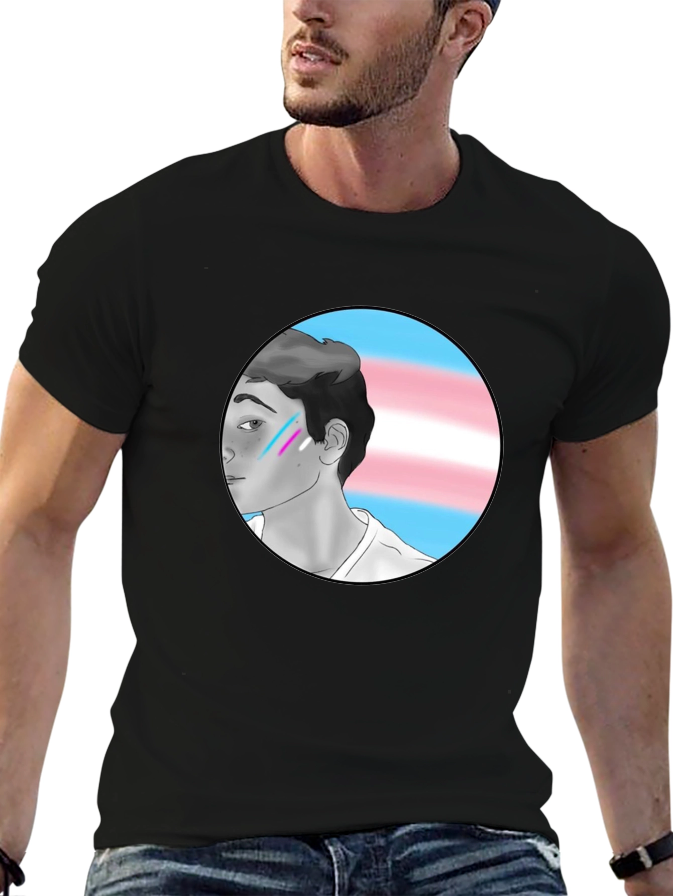 Trans Pride Graphic Tee - Black Cotton Blend