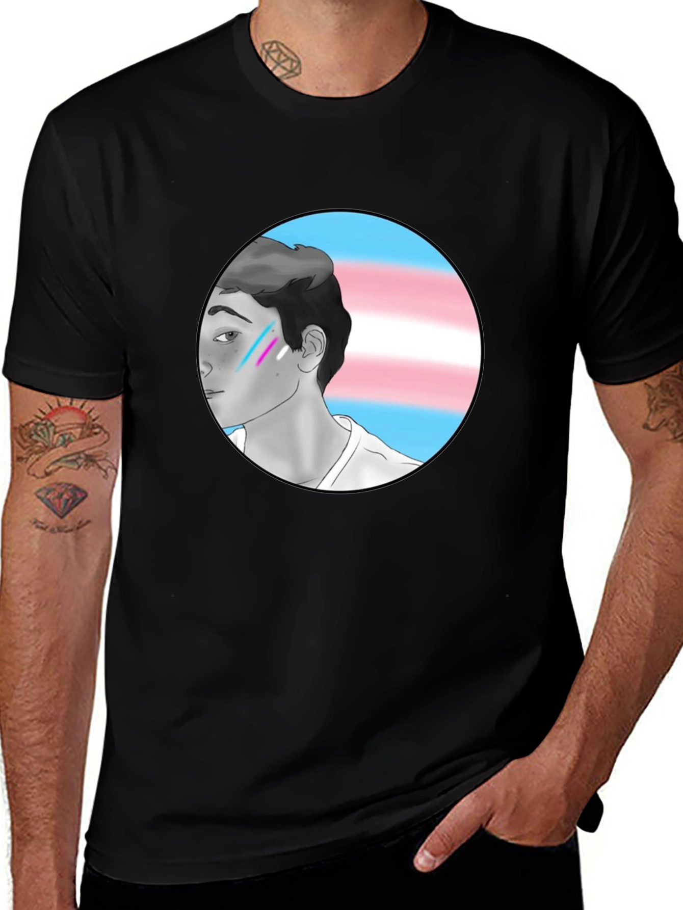 Trans Pride Graphic Tee - Black Cotton Blend