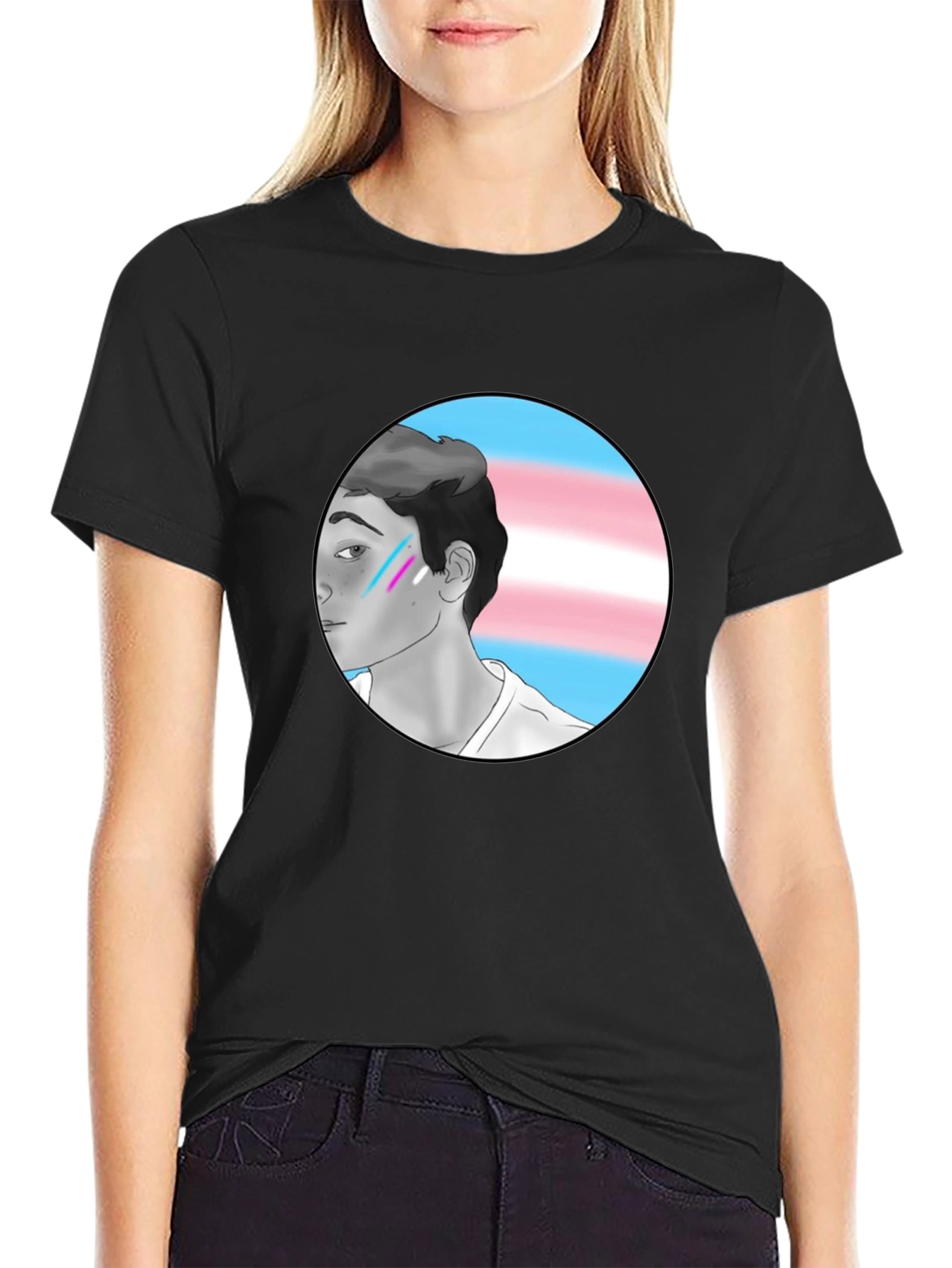 Trans Pride Graphic Tee - Black Cotton Blend