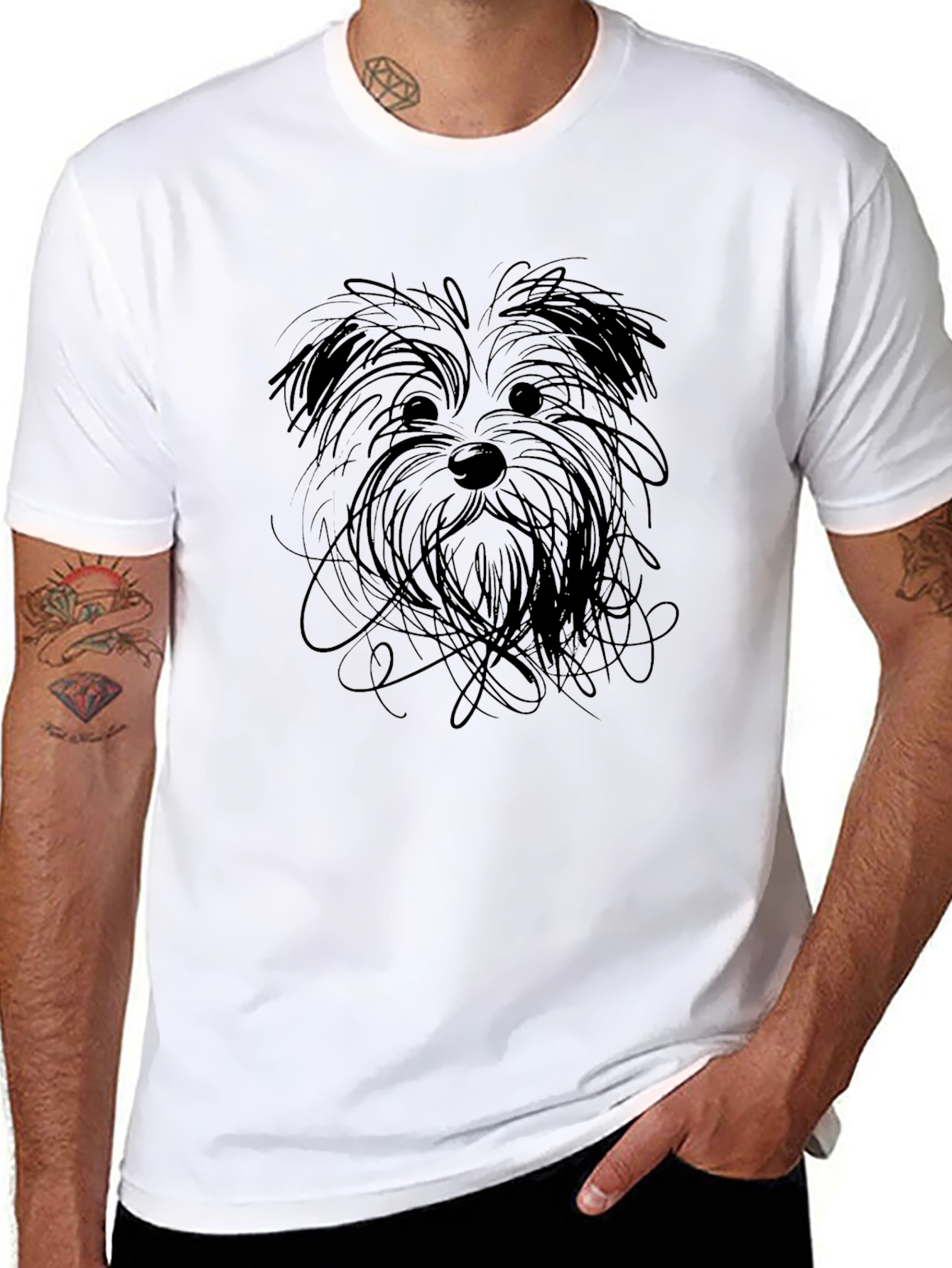 Dog Sketch Black T-Shirt