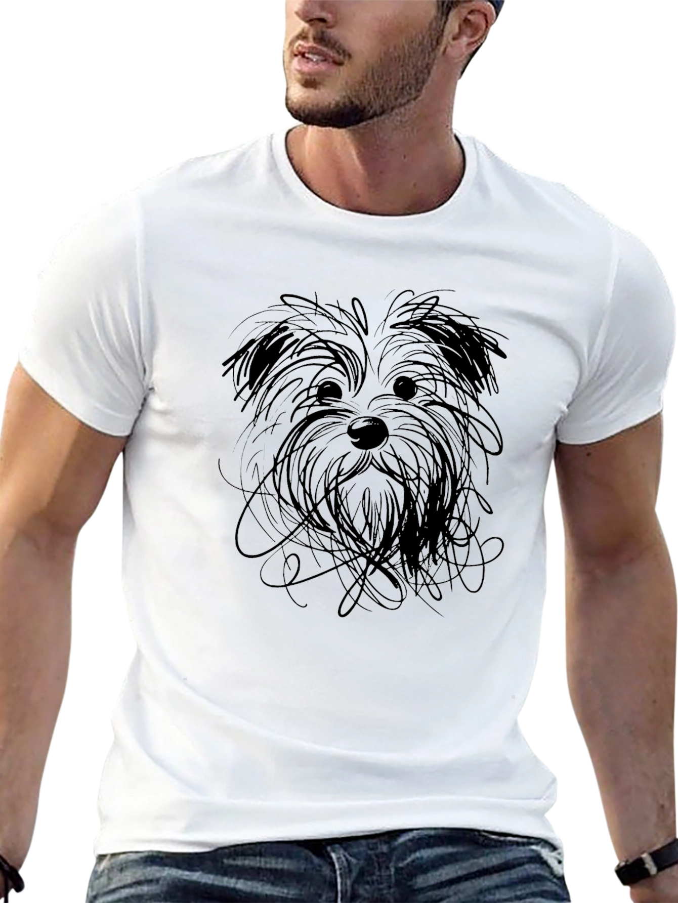 Dog Sketch Black T-Shirt