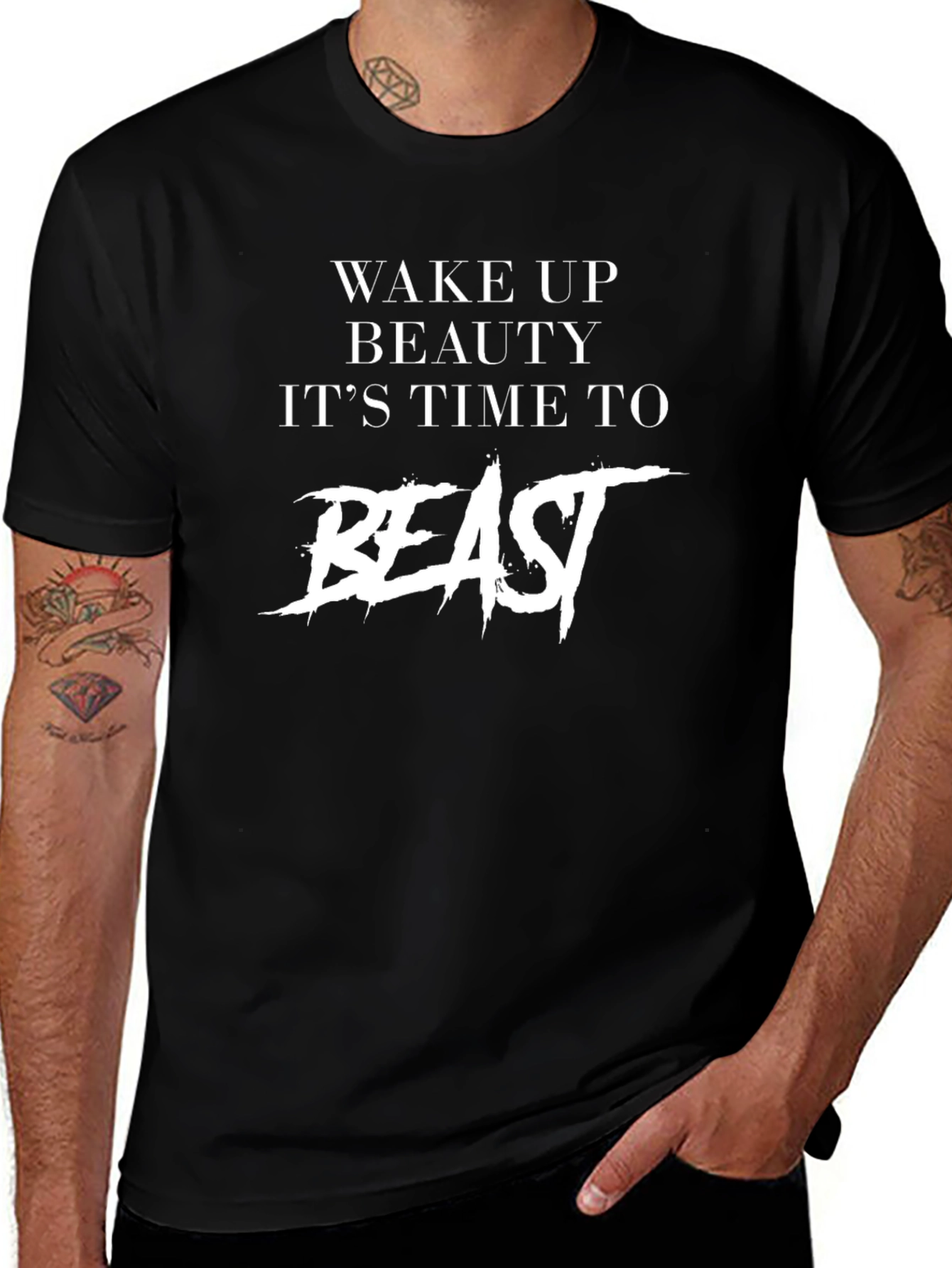 Wake Up Beauty Beast Black T-Shirt