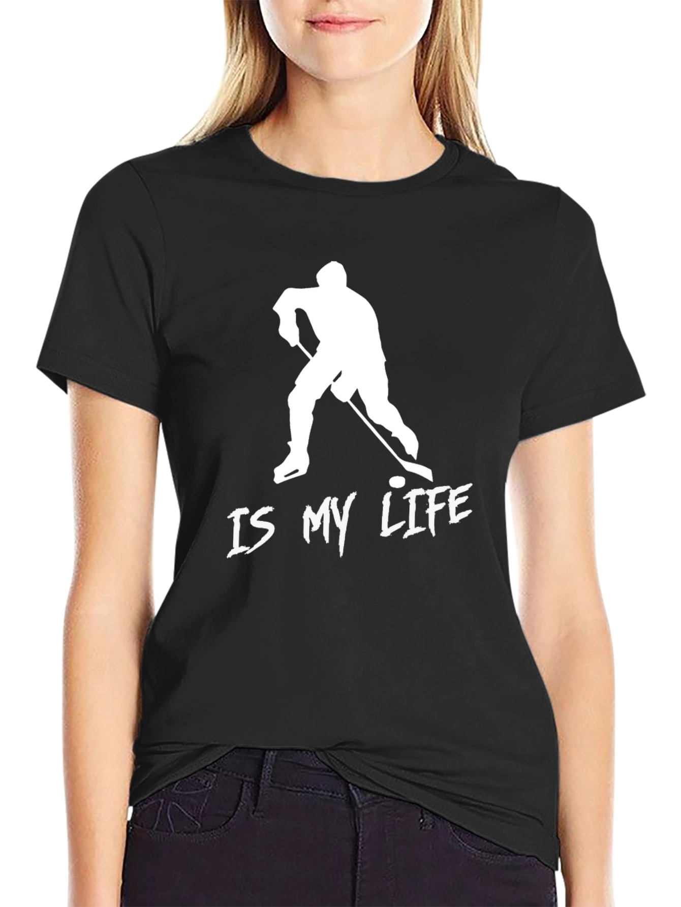 Hockey Is My Life Black Graphic Tee
