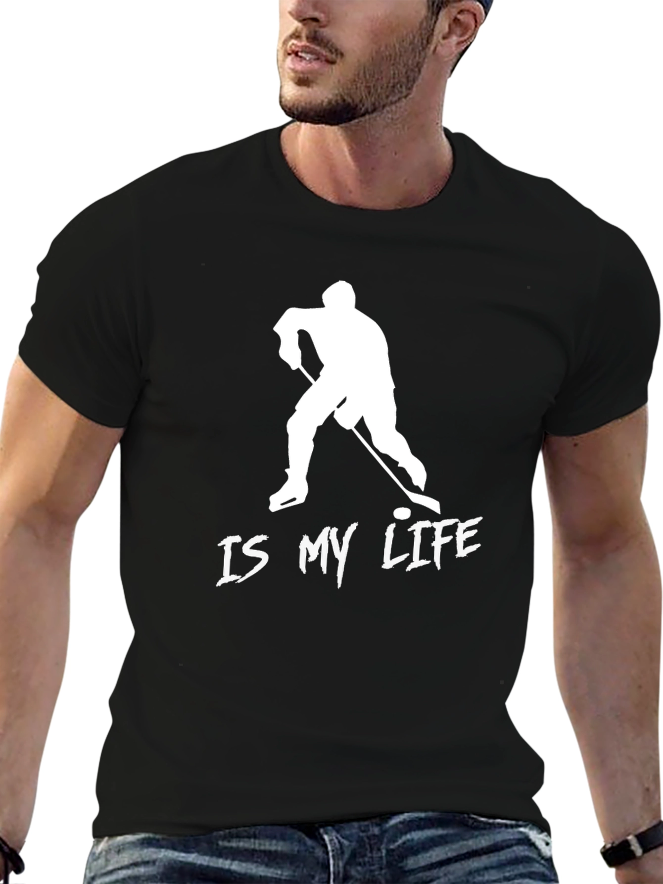 Hockey Is My Life Black Graphic Tee
