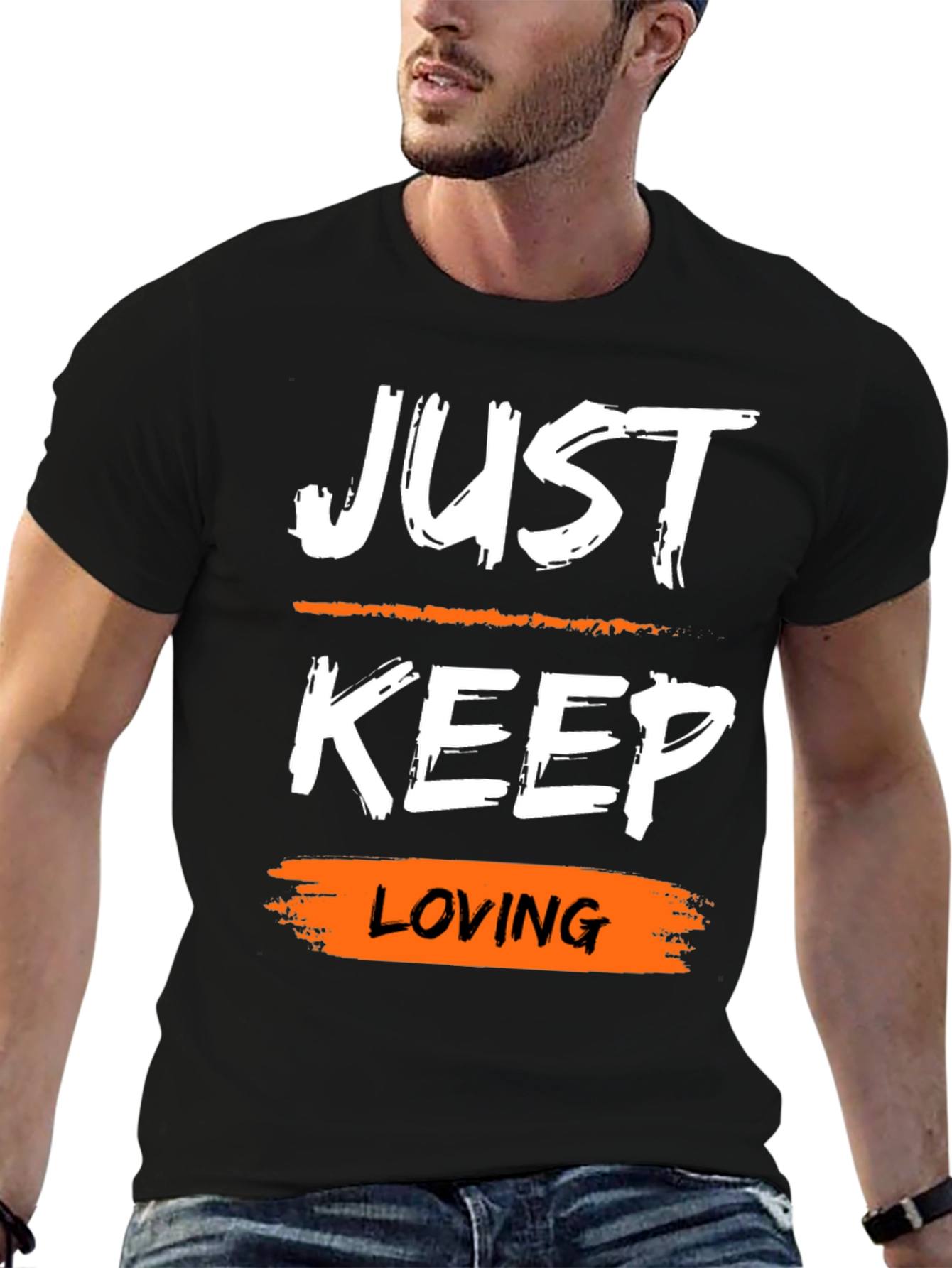 Just Keep Loving Black Graphic Tee