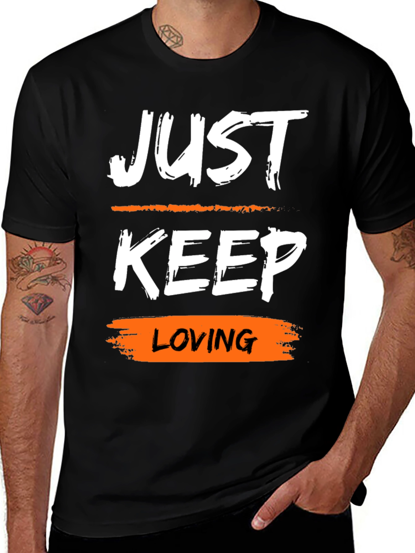 Just Keep Loving Black Graphic Tee