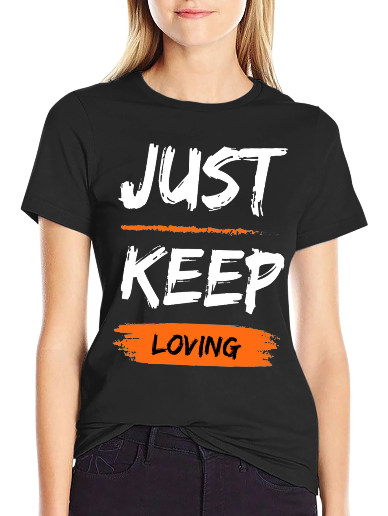 Just Keep Loving Black Graphic Tee