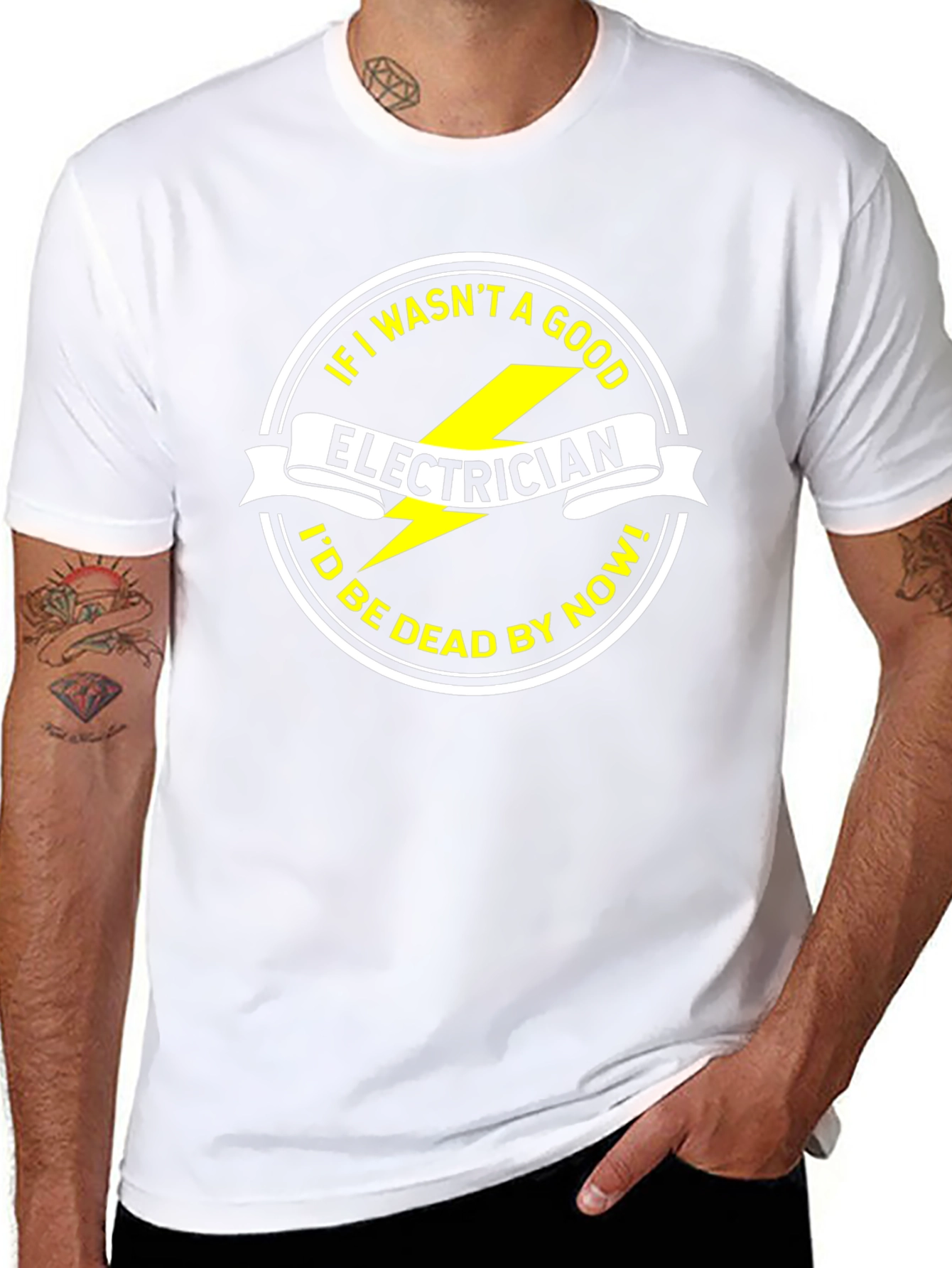 Electrician Funny Slogan Black T-Shirt