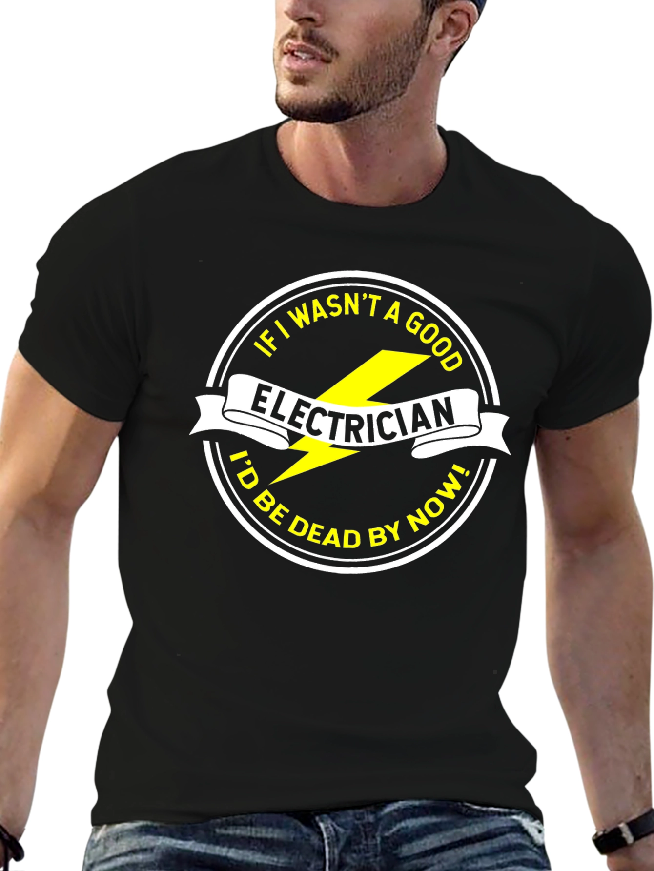 Electrician Funny Slogan Black T-Shirt