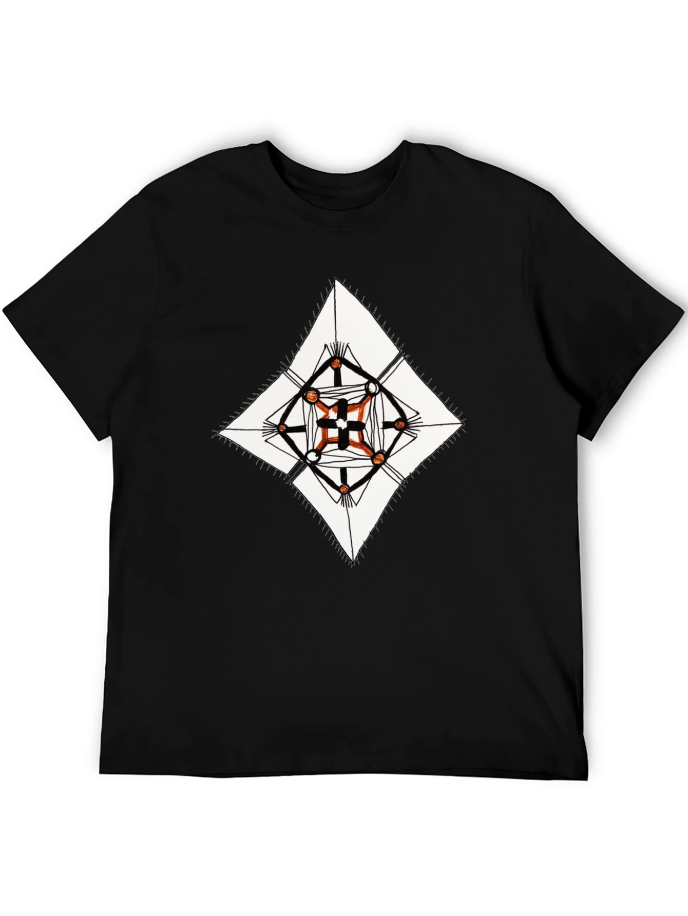 Geometric Diamond Print Black T-Shirt