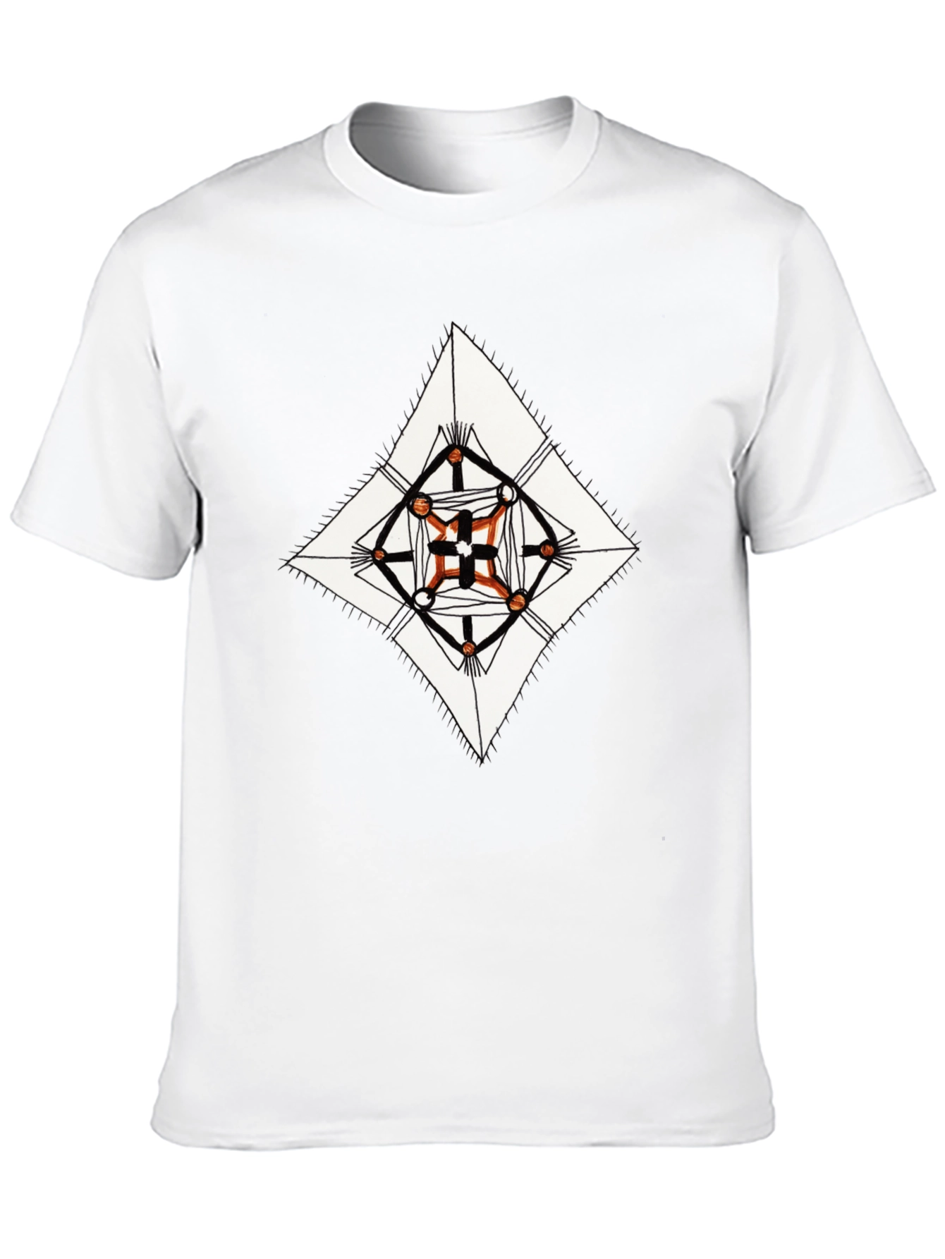 Geometric Diamond Print Black T-Shirt