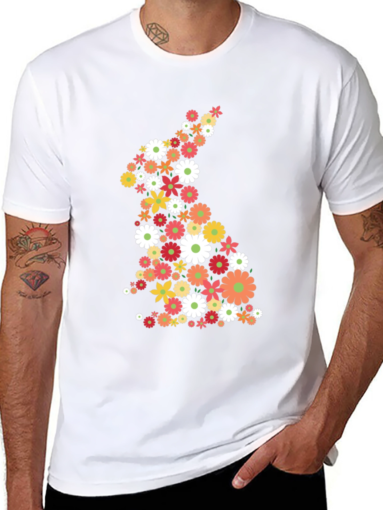 Floral Bunny Graphic Tee - Easter Style