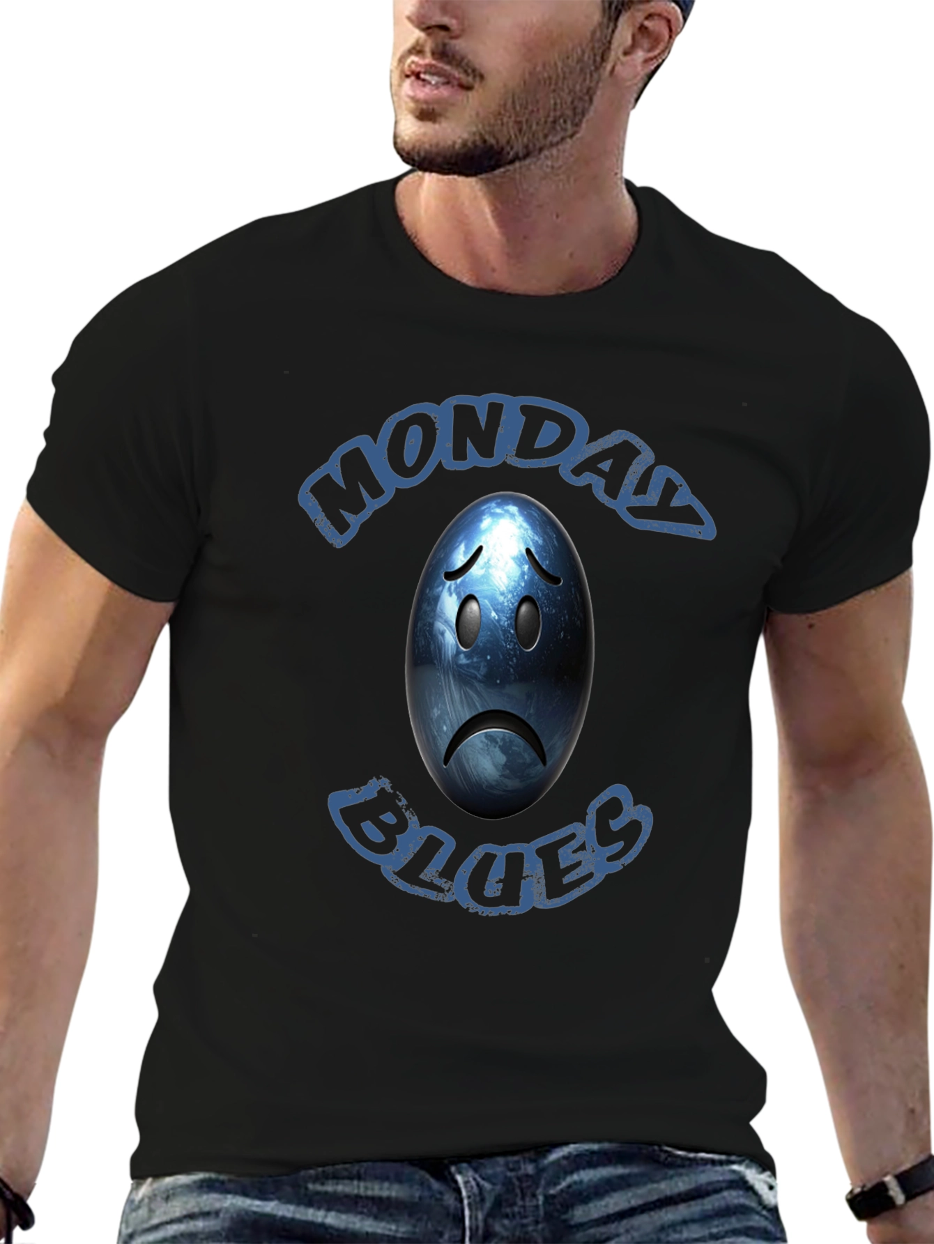 Monday Blues Graphic T-Shirt - Black