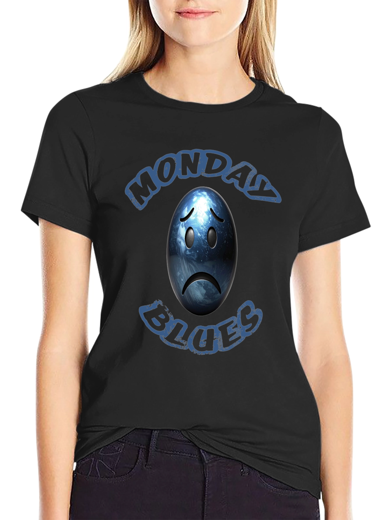 Monday Blues Graphic T-Shirt - Black