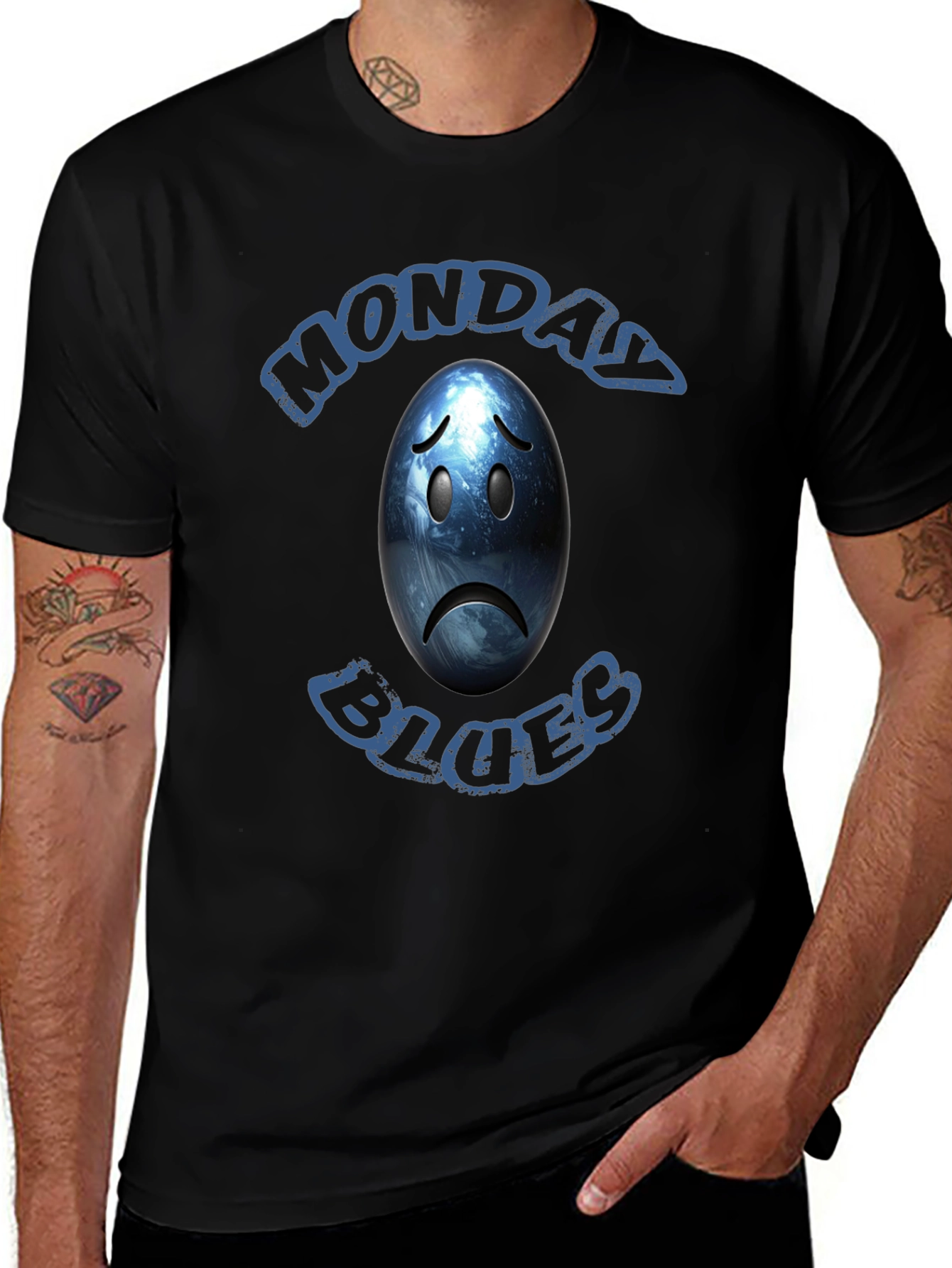 Monday Blues Graphic T-Shirt - Black
