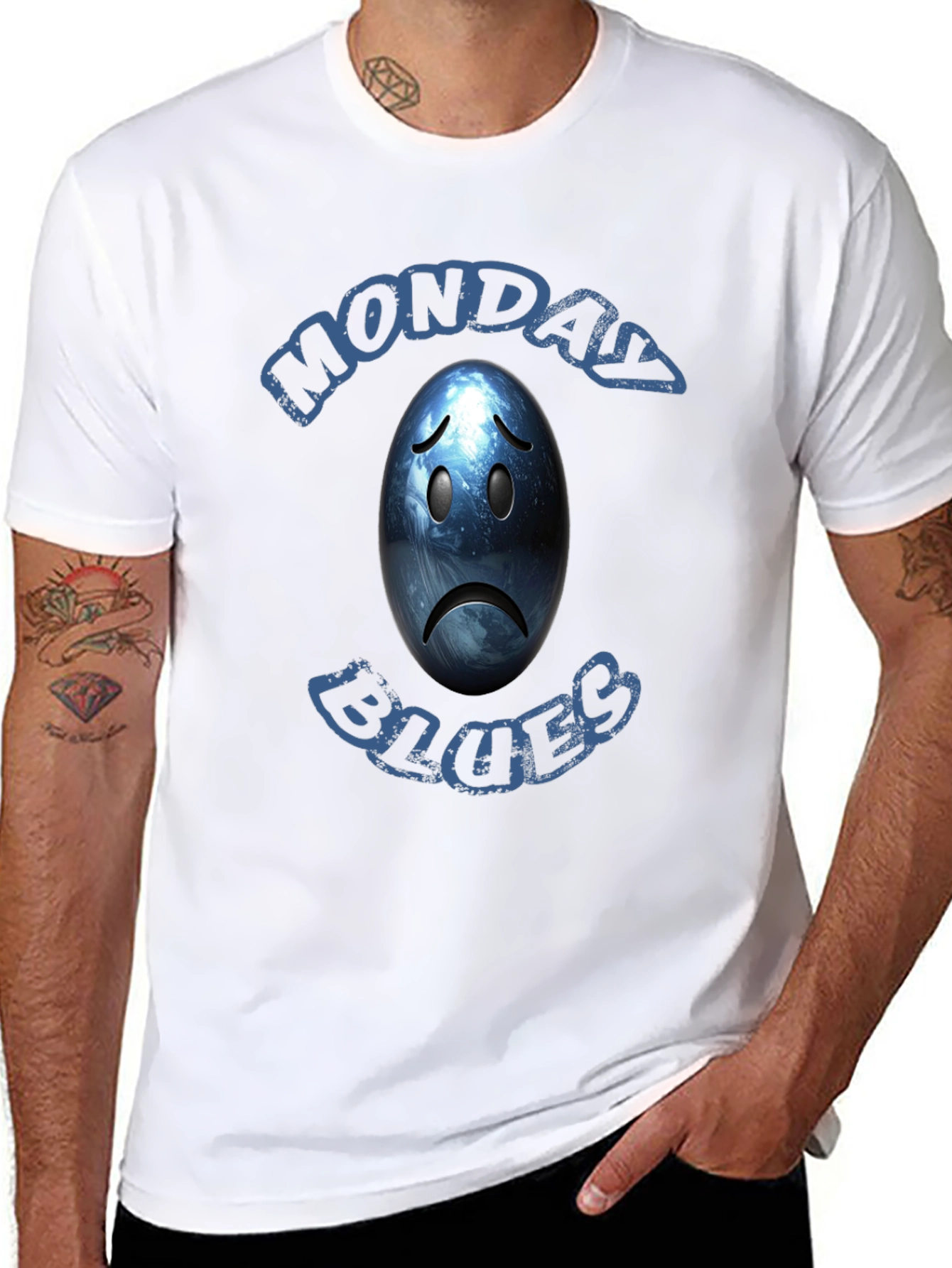 Monday Blues Graphic T-Shirt - Black