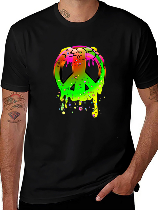 Peace Sign Drip Graphic T-Shirt