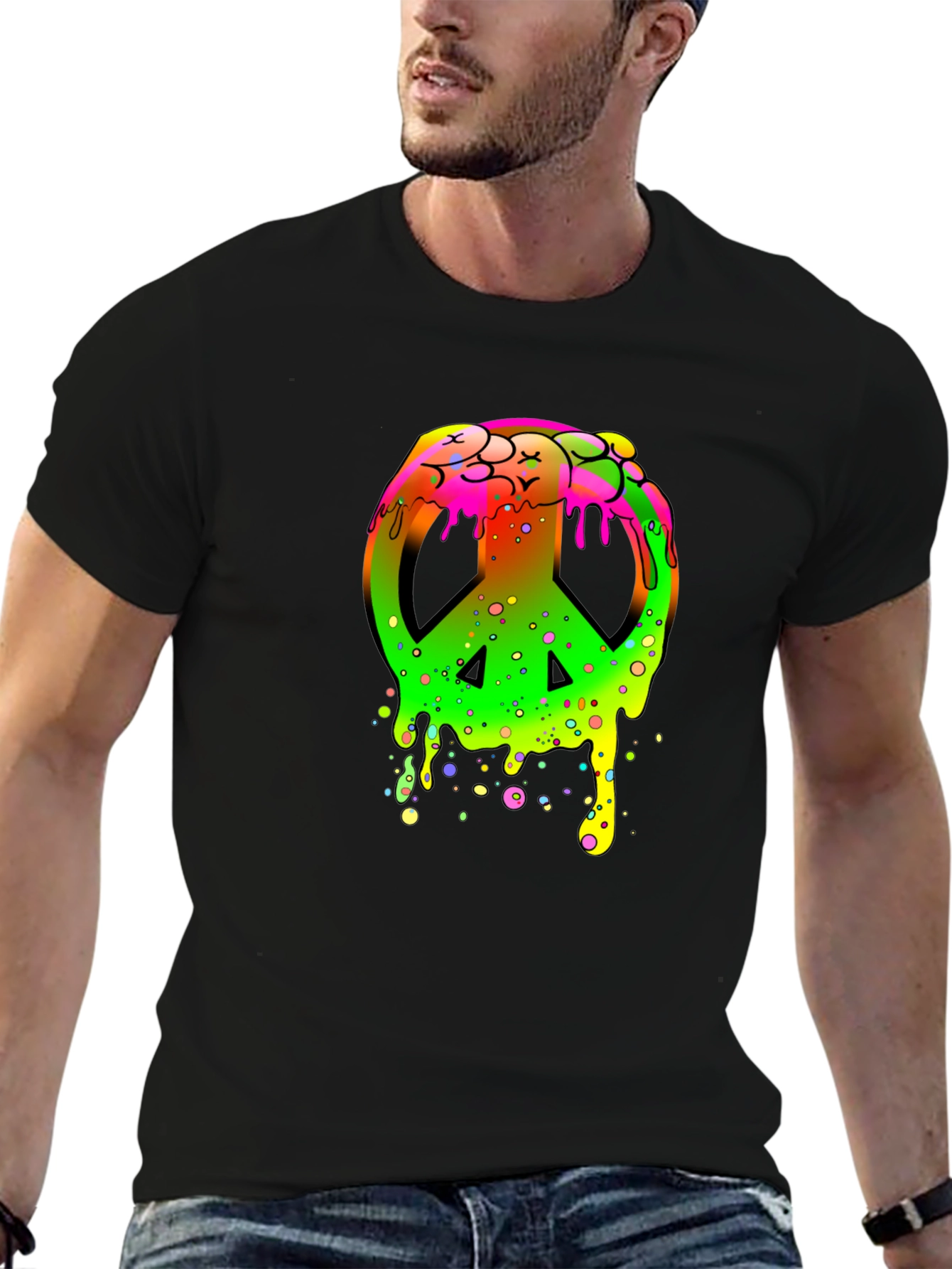 Peace Sign Drip Graphic T-Shirt