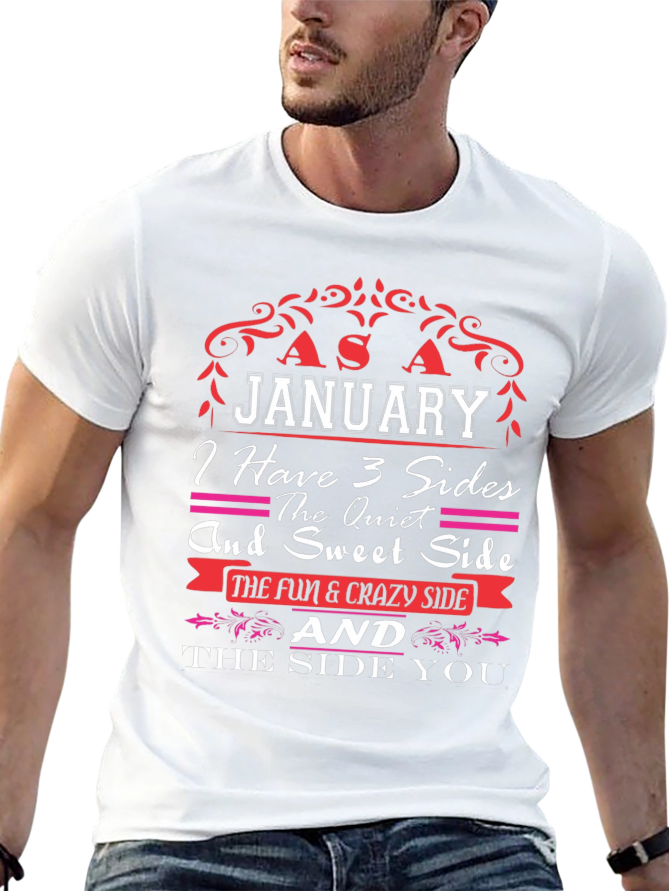 January Birthday T-Shirt - 3 Sides