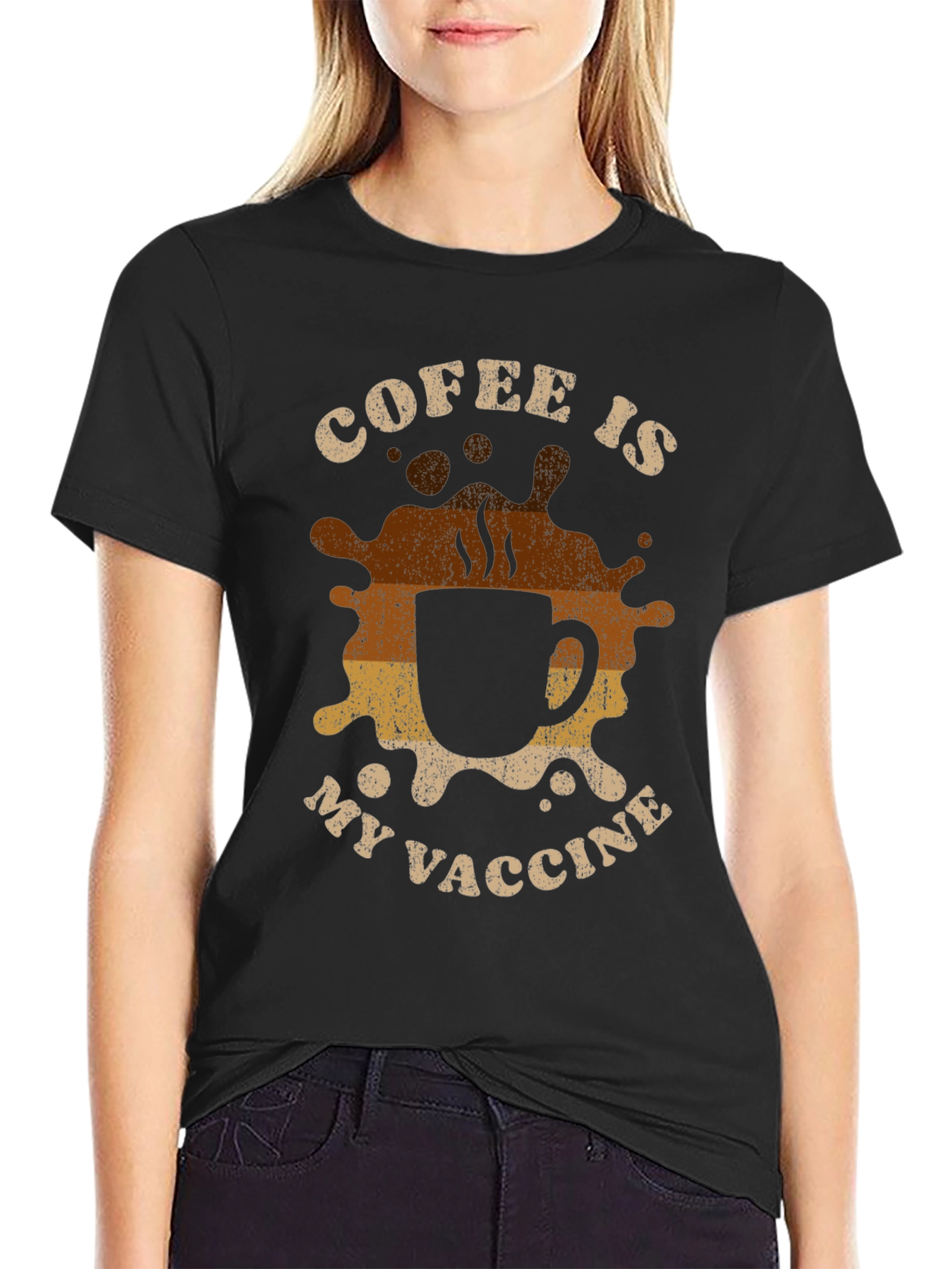 Coffee Is My Vaccine Black Graphic Tee