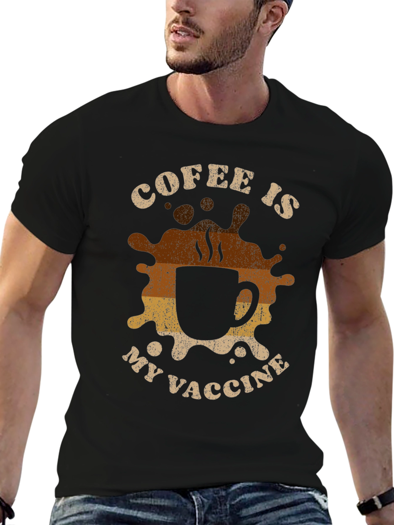 Coffee Is My Vaccine Black Graphic Tee
