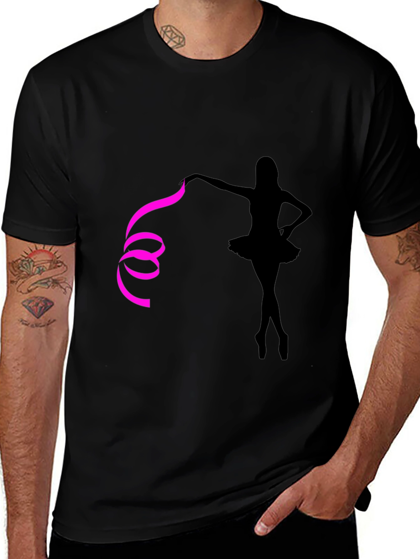 Ballerina Graphic Tee - Stylish Black Cotton T-Shirt