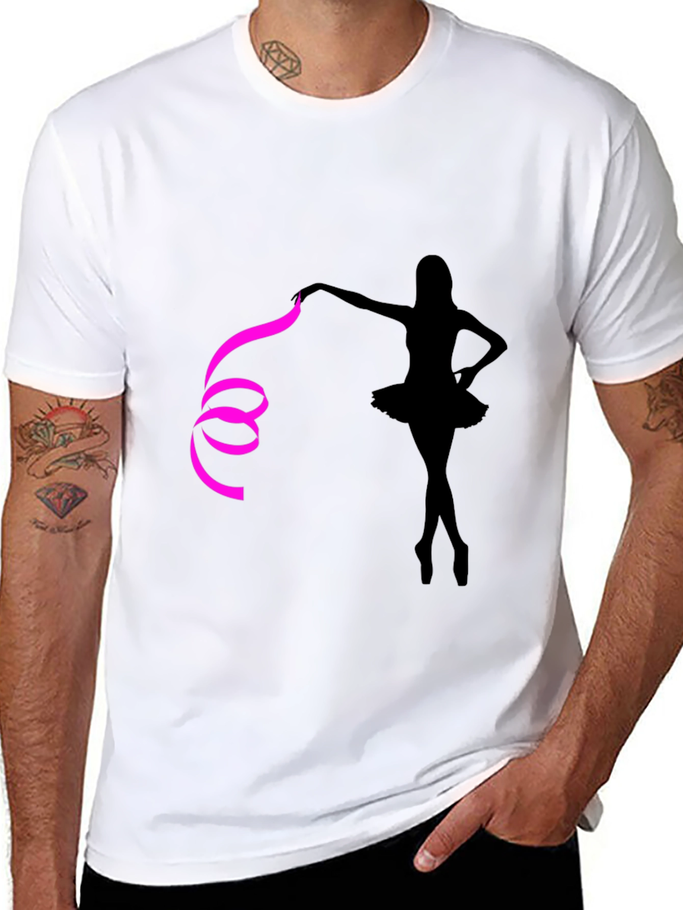 Ballerina Graphic Tee - Stylish Black Cotton T-Shirt