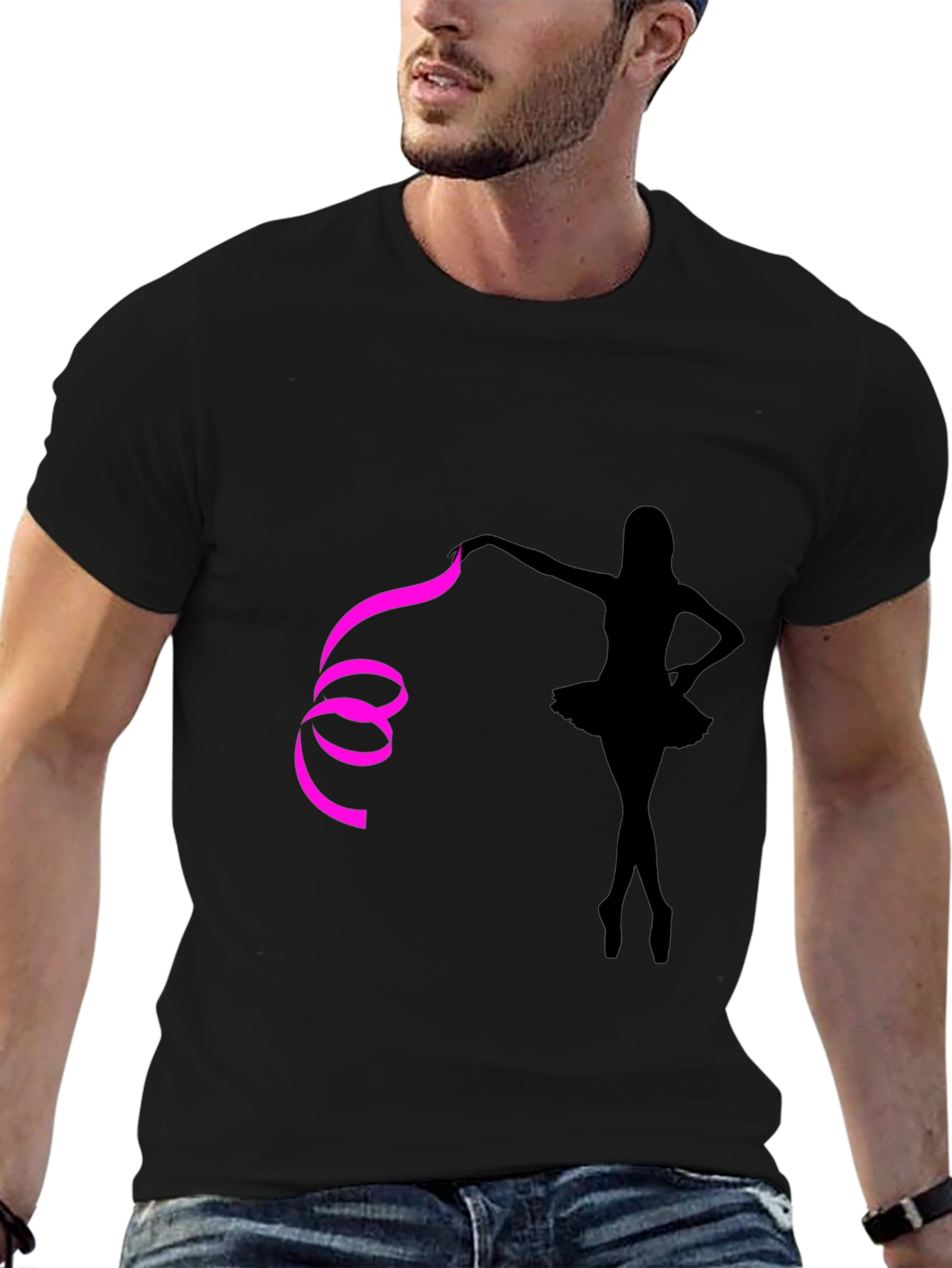 Ballerina Graphic Tee - Stylish Black Cotton T-Shirt