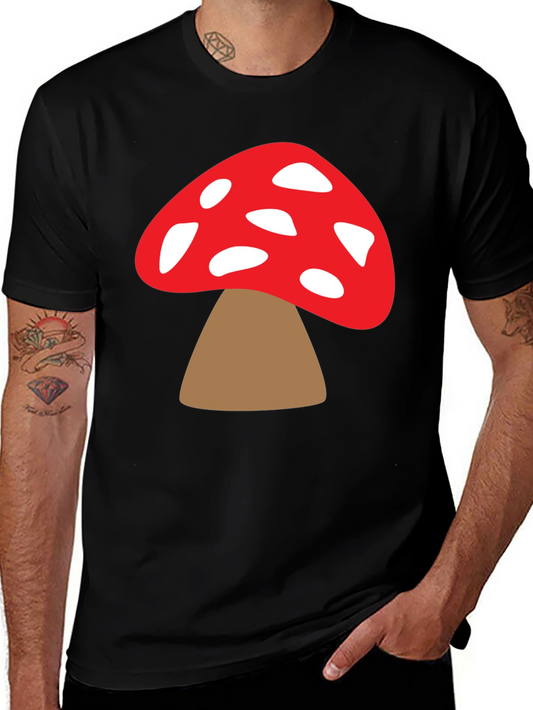 Mushroom Graphic Tee - Funky Black T-Shirt
