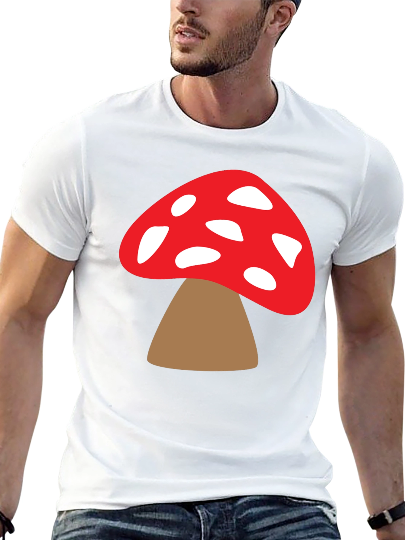 Mushroom Graphic Tee - Funky Black T-Shirt
