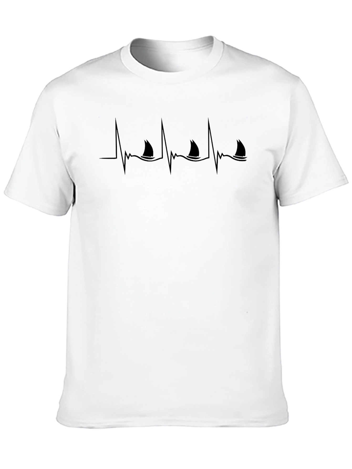 Shark Heartbeat Black T-Shirt - Unique Graphic Tee