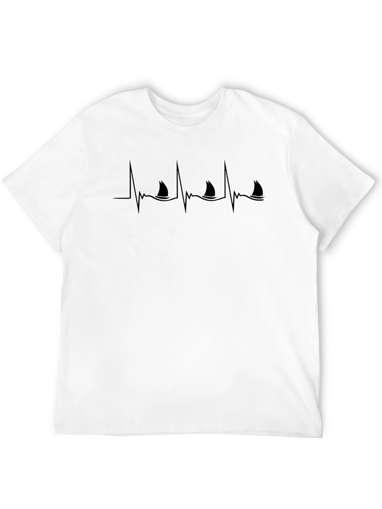 Shark Heartbeat Black T-Shirt - Unique Graphic Tee