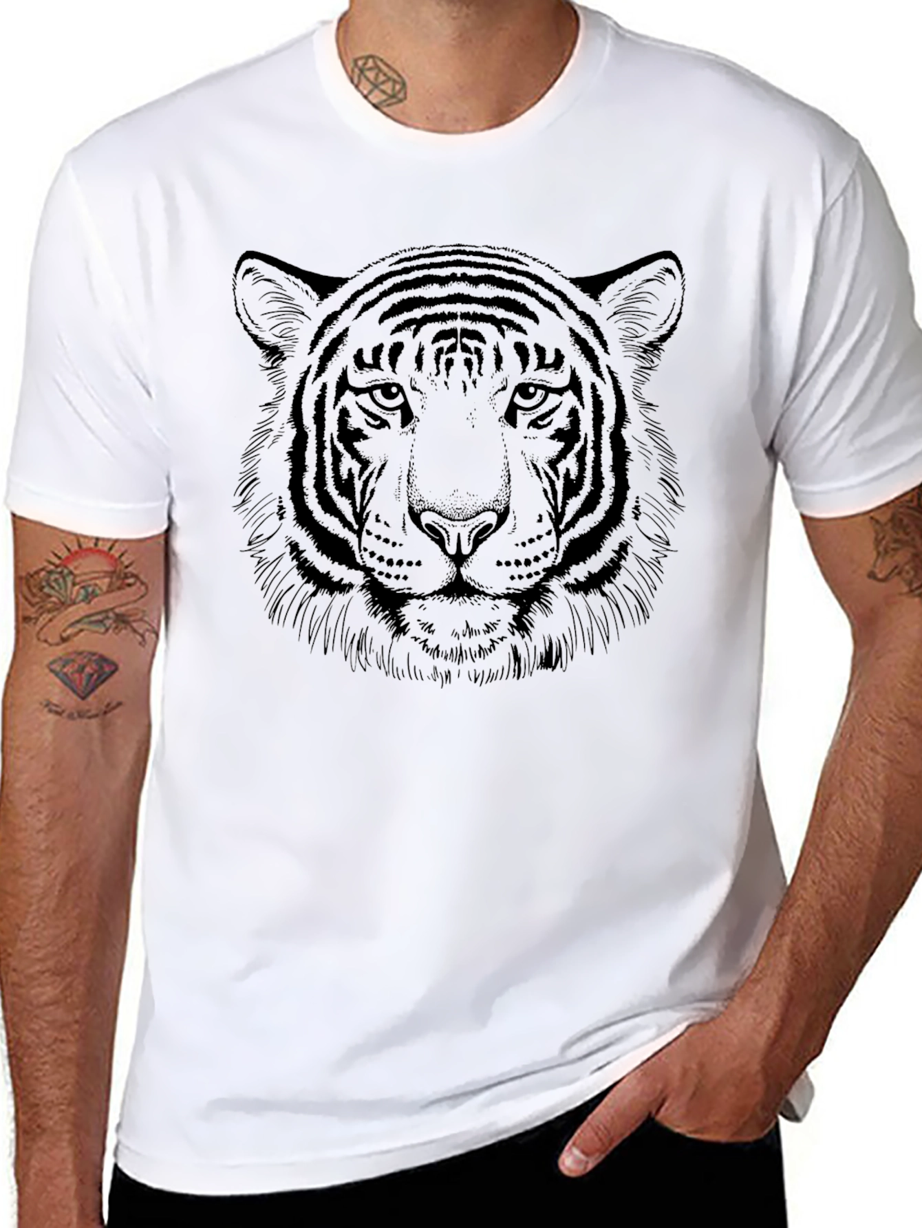 Tiger Graphic Print Black T-Shirt