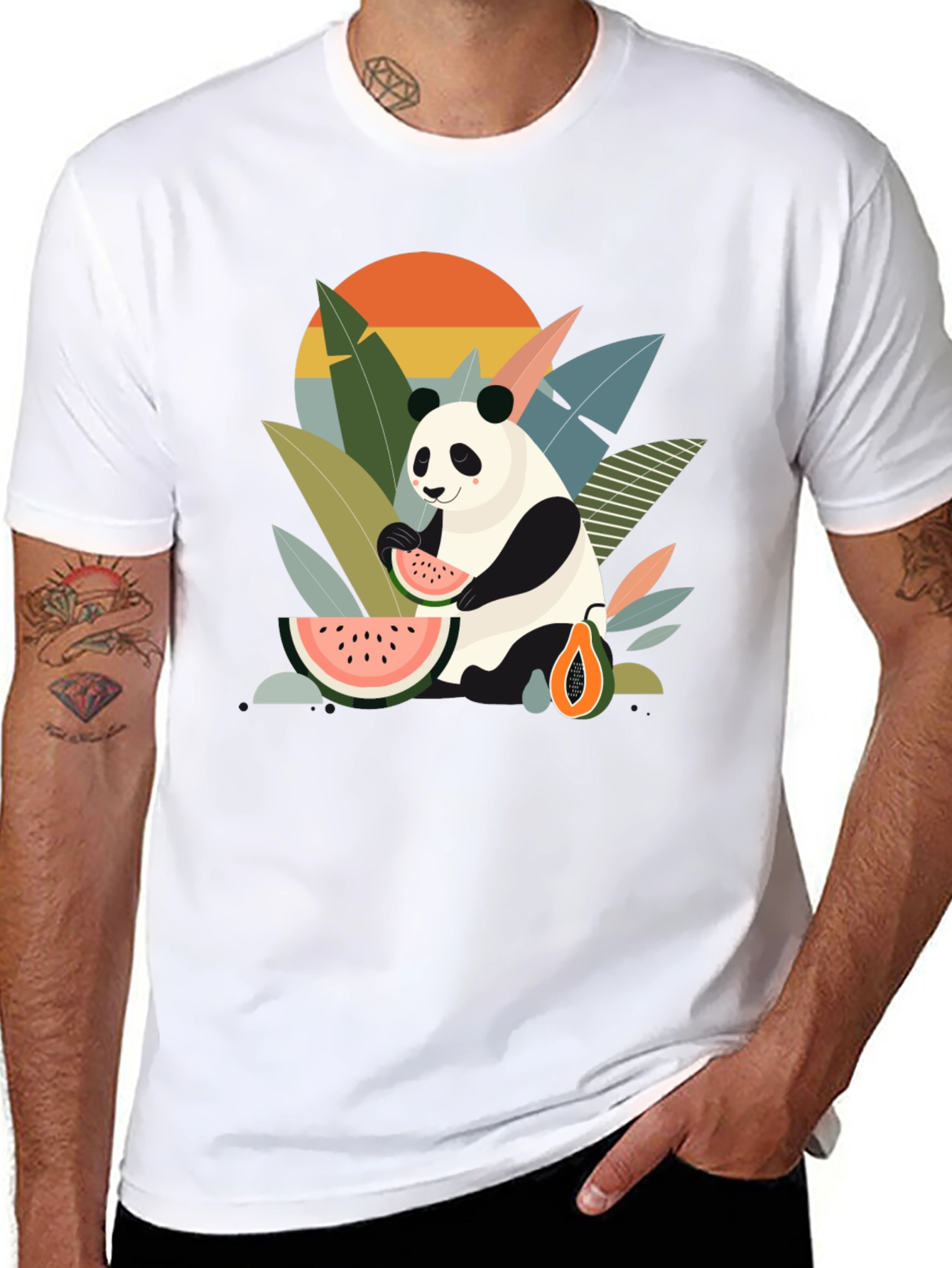 Panda Eating Watermelon T-Shirt - Tropical Vibes