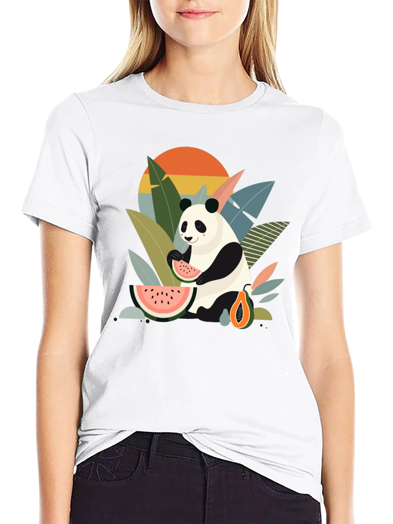 Panda Eating Watermelon T-Shirt - Tropical Vibes